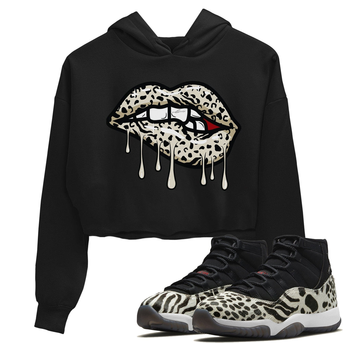 Jordan 11 Animal Instinct Sneaker Matching T-Shirt Lips Bite Sneaker Tees Jordan 11 Animal Instinct Sneaker Release Tees Women's Shirts