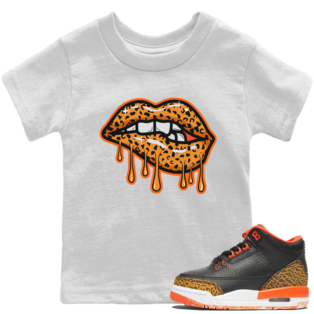 Jordan 3 Kumquat Sneaker Matching T-Shirt Lips Bite Sneaker Tees Jordan 3 Kumquat Sneaker Release Tees Kids Shirts