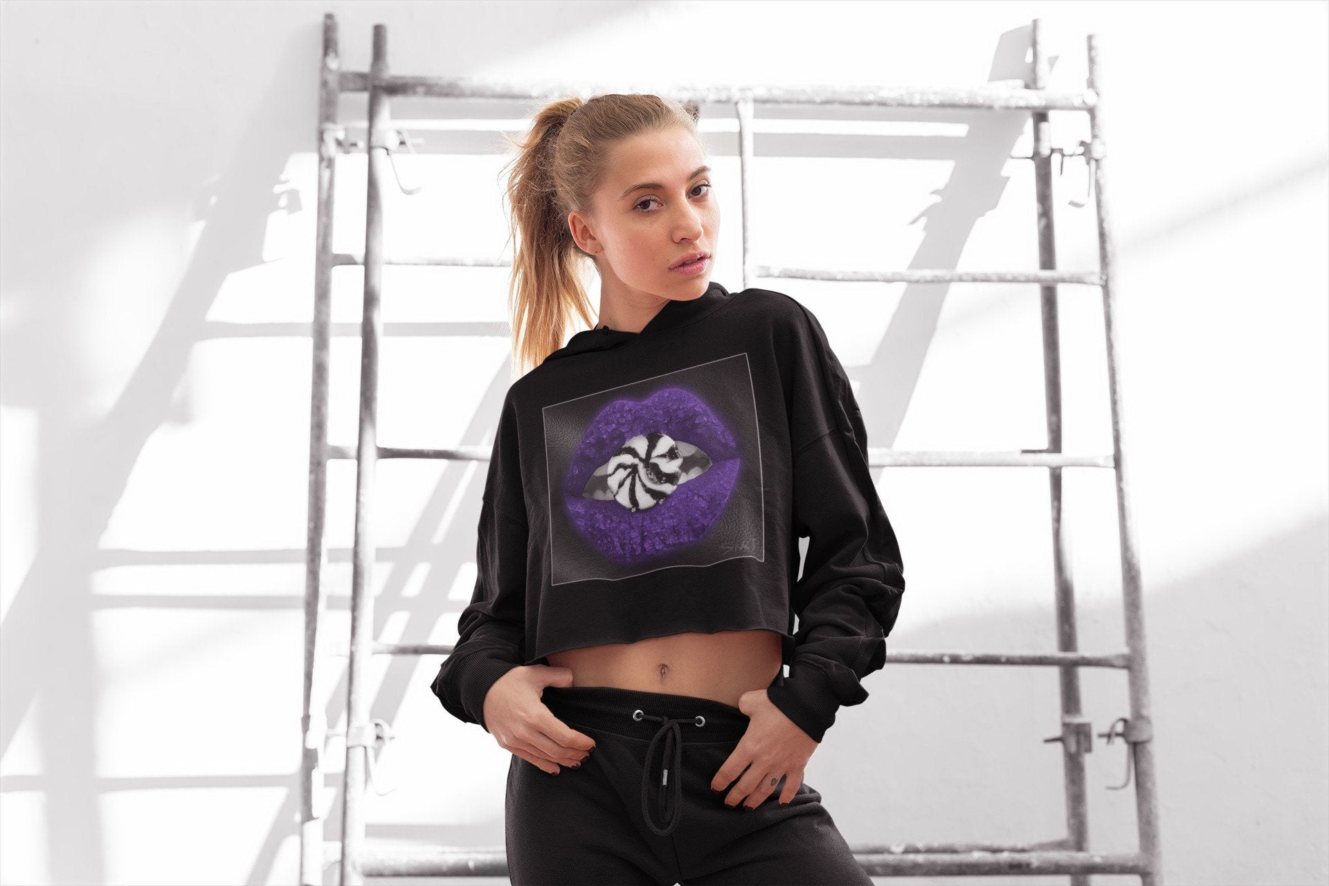 Jordan 1 Court Purple Sneaker Matching T-Shirt Lips Candy Sneaker Tees Jordan 1 Court Purple Sneaker Release Tees Women's Shirts