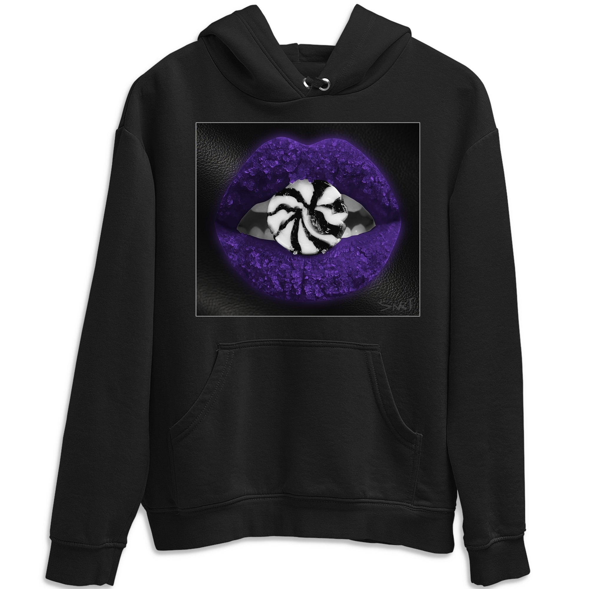 Jordan 1 Court Purple Sneaker Matching T-Shirt Lips Candy Sneaker Tees Jordan 1 Court Purple Sneaker Release Tees Crew Neck Tees