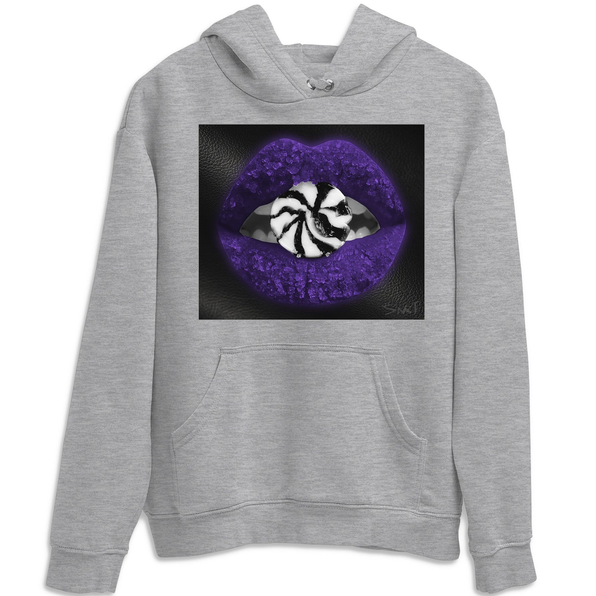 Jordan 1 Court Purple Sneaker Matching T-Shirt Lips Candy Sneaker Tees Jordan 1 Court Purple Sneaker Release Tees Crew Neck Tees