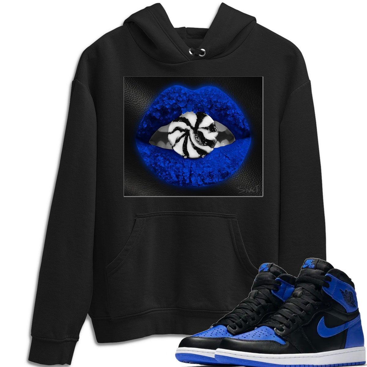 Jordan 1 Royal Black Shirt To Match Jordans Lips Candy Sneaker Tees Jordan 1 Royal Black Drip Gear Zone Sneaker Matching Clothing Unisex Shirts