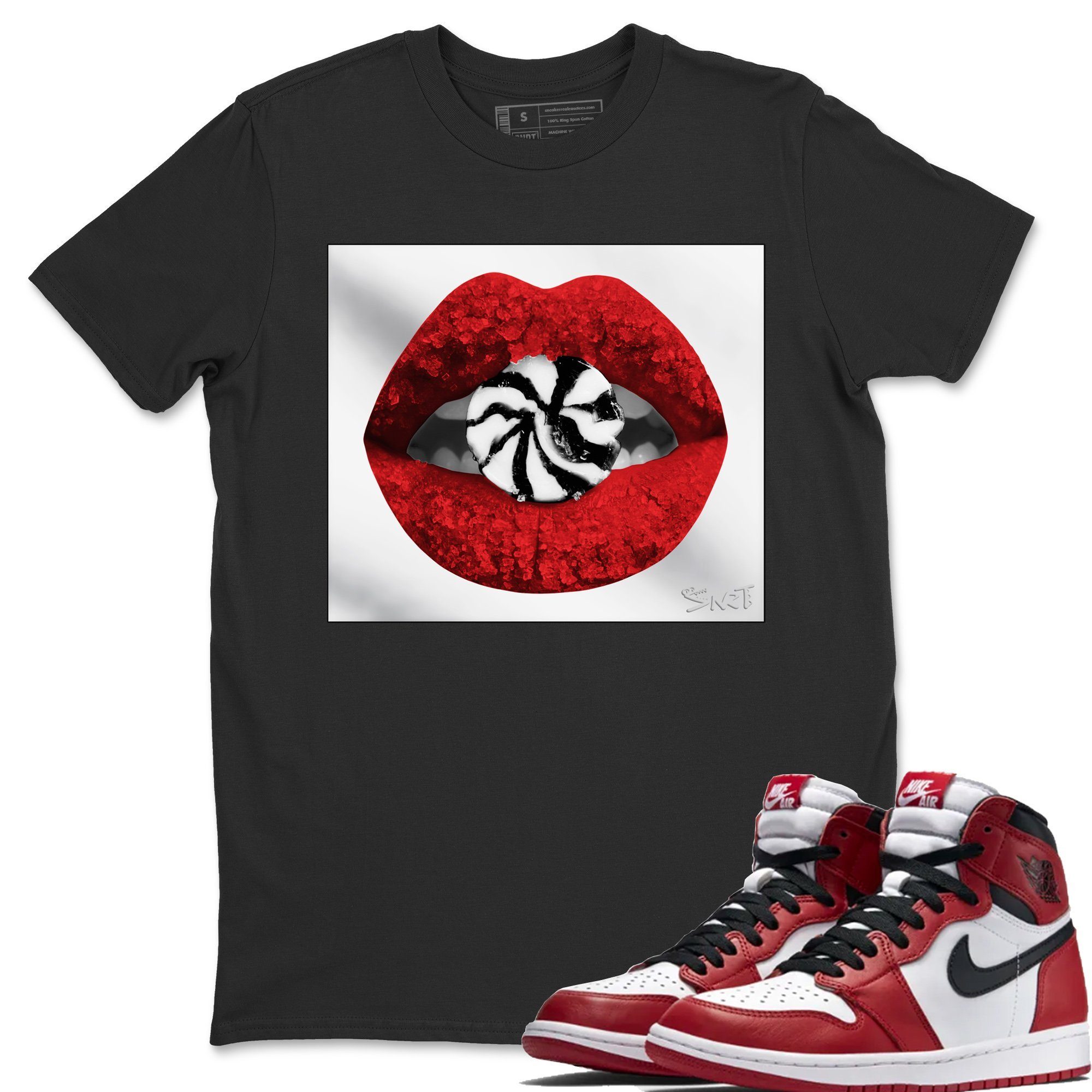 Jordan 1 Varsity Red Shirt To Match Jordans Lips Candy Sneaker Tees Jordan 1 Varsity Red Drip Gear Zone Sneaker Matching Clothing Unisex Shirts