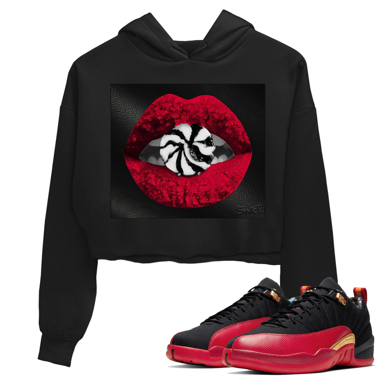 Jordan 12 Super Bowl Sneaker Matching T-Shirt Lips Candy Sneaker Tees Jordan 12 Super Bowl Sneaker Release Tees Women's Shirts