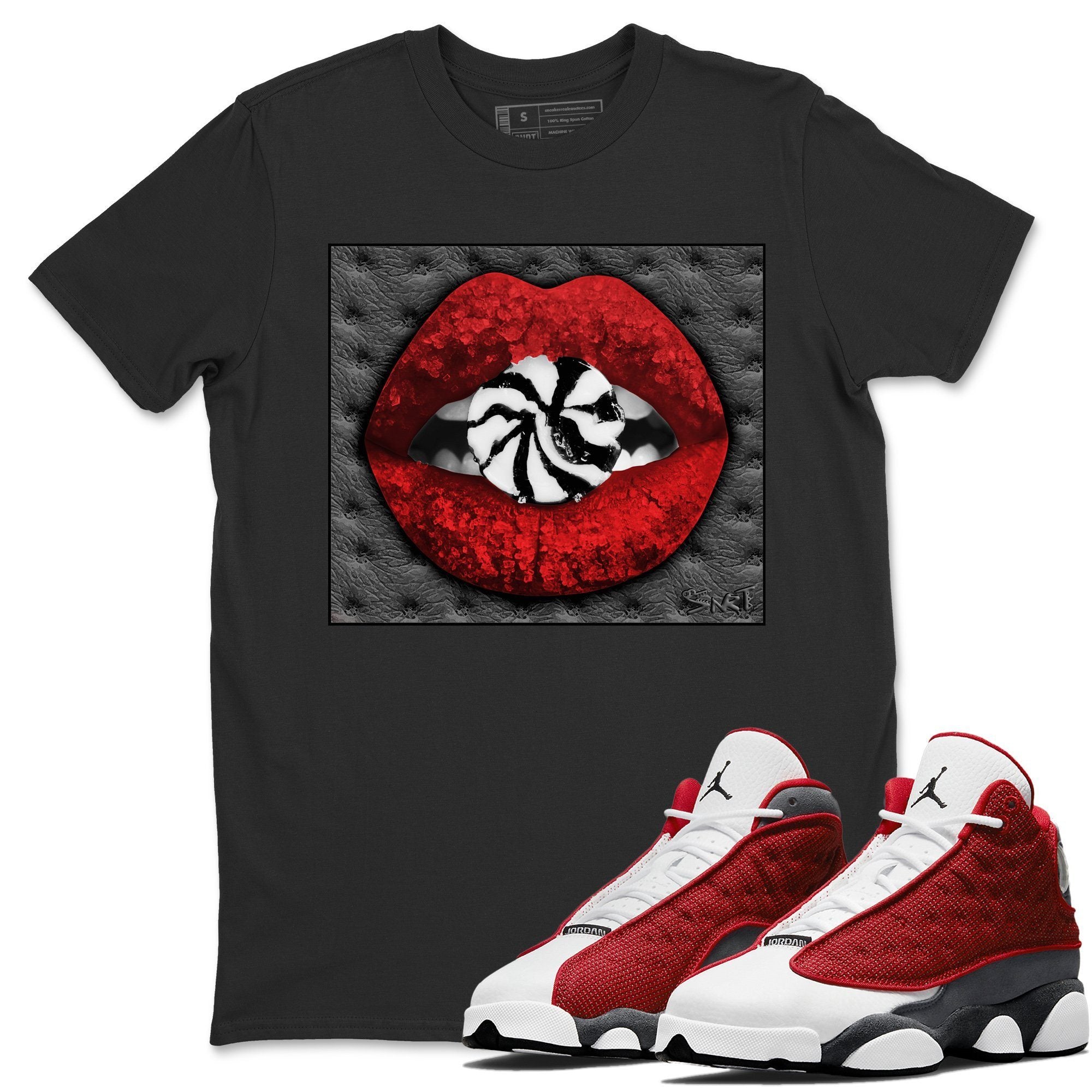 Jordan 13 Red Flint Shirt To Match Jordans Lips Candy Sneaker Tees Jordan 13 Red Flint Drip Gear Zone Sneaker Matching Clothing Unisex Shirts