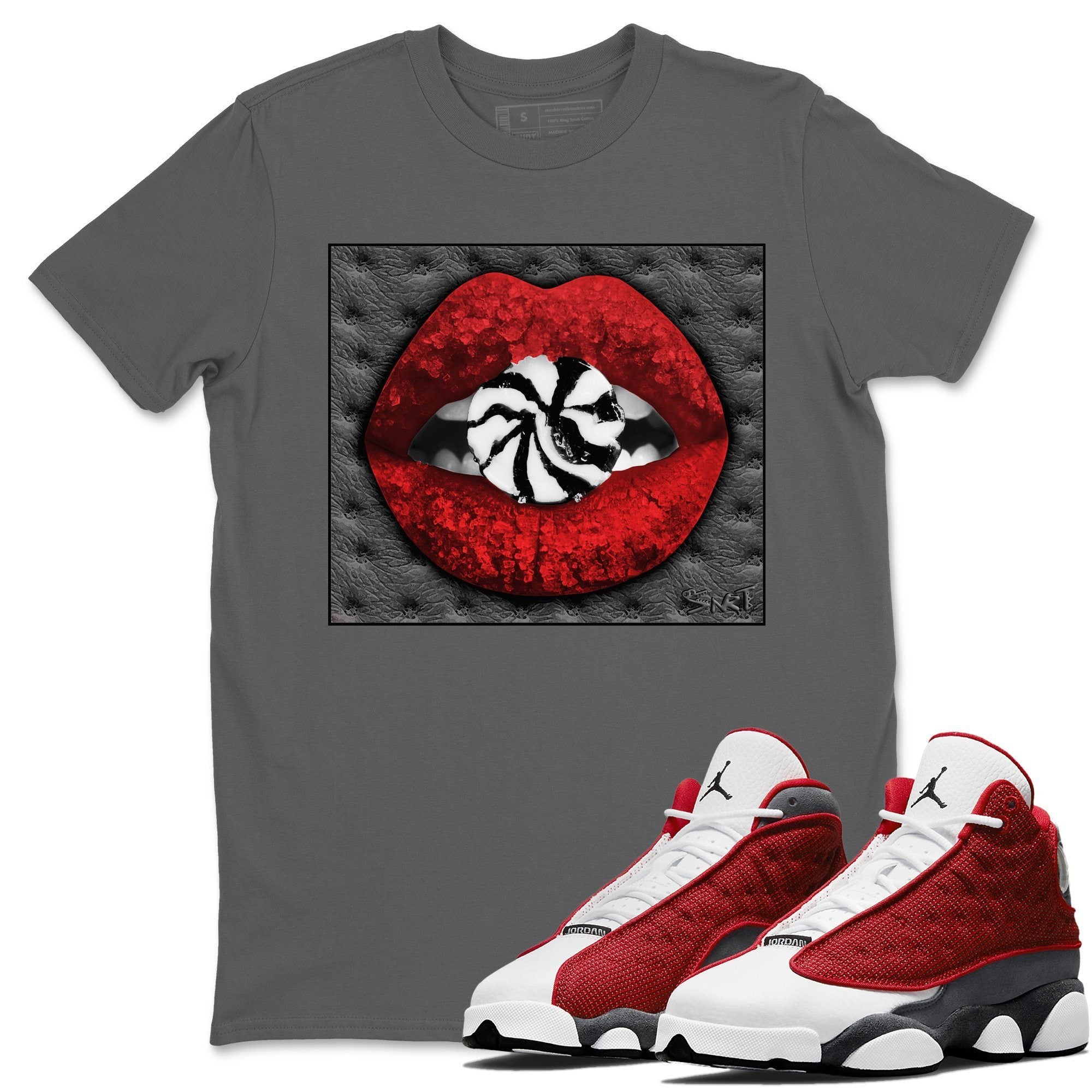 Jordan 13 Red Flint Shirt To Match Jordans Lips Candy Sneaker Tees Jordan 13 Red Flint Drip Gear Zone Sneaker Matching Clothing Unisex Shirts