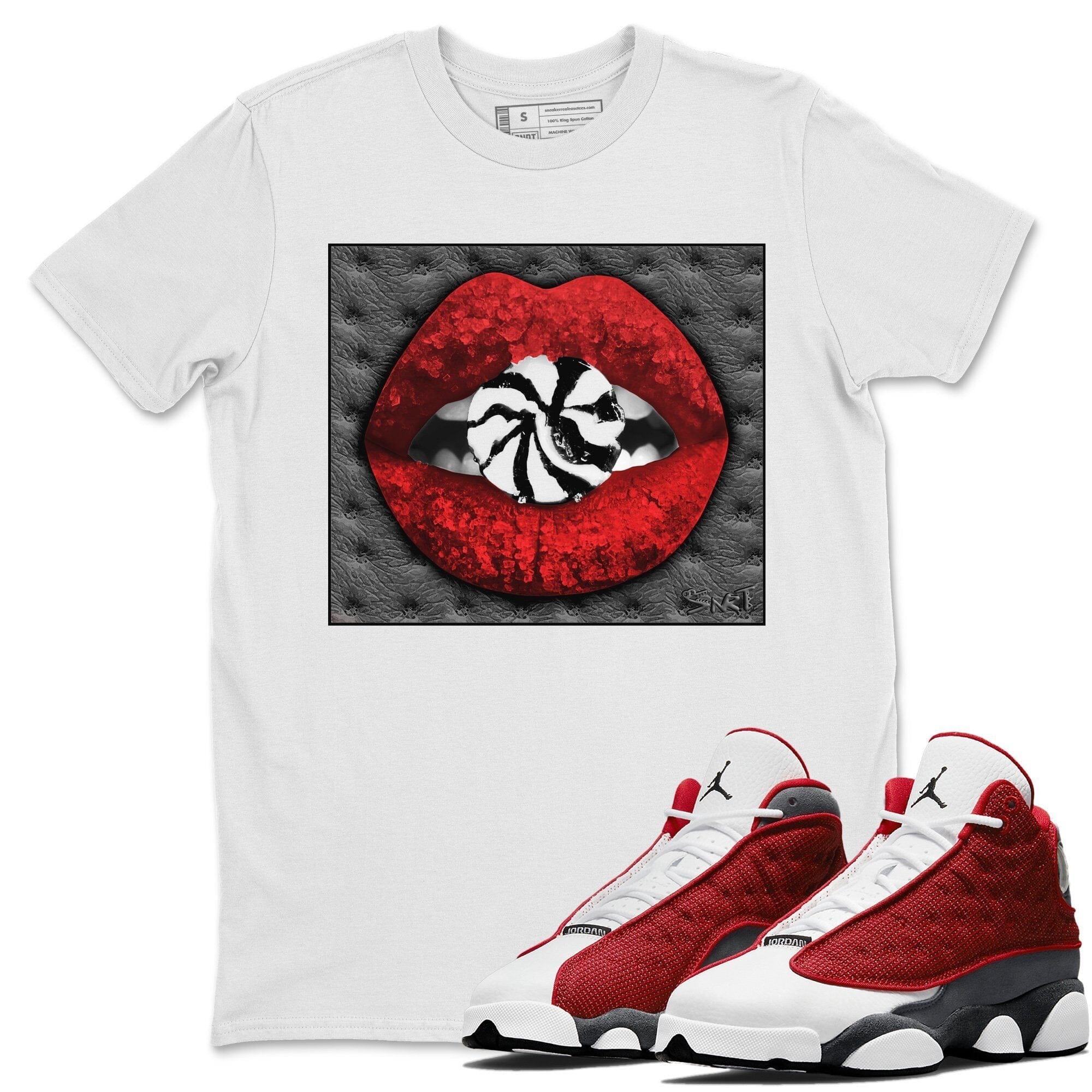 Jordan 13 Red Flint Shirt To Match Jordans Lips Candy Sneaker Tees Jordan 13 Red Flint Drip Gear Zone Sneaker Matching Clothing Unisex Shirts