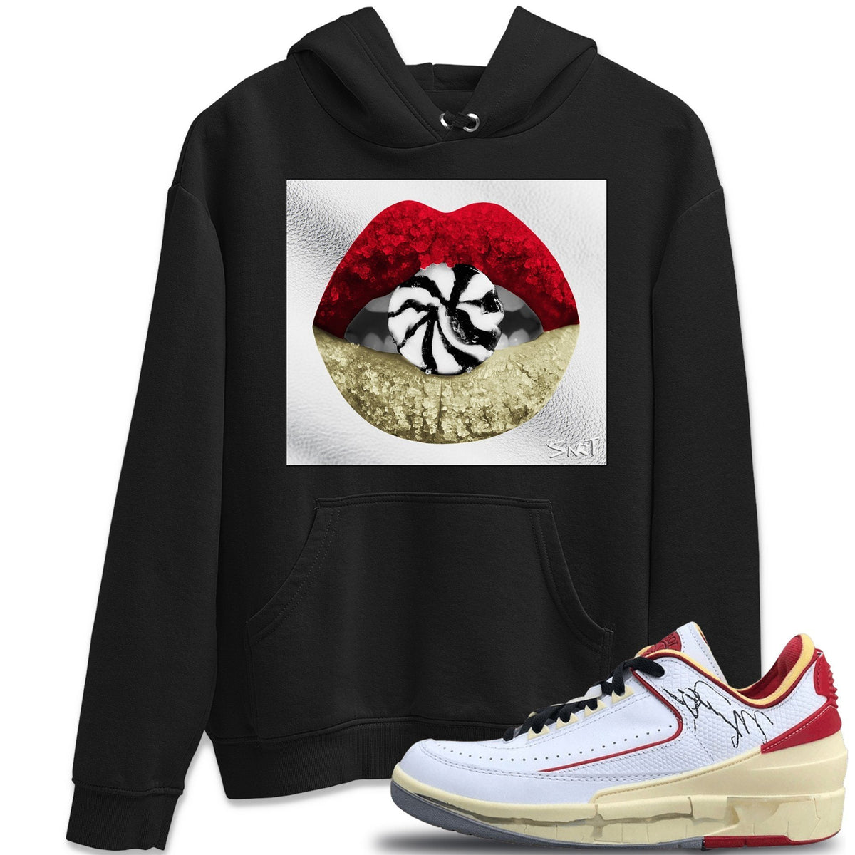 Jordan 2 OFF-WHITE Varsity Red Shirt To Match Jordans Lips Candy Sneaker Tees Jordan 2 OFF-WHITE Varsity Red Drip Gear Zone Sneaker Matching Clothing Unisex Shirts