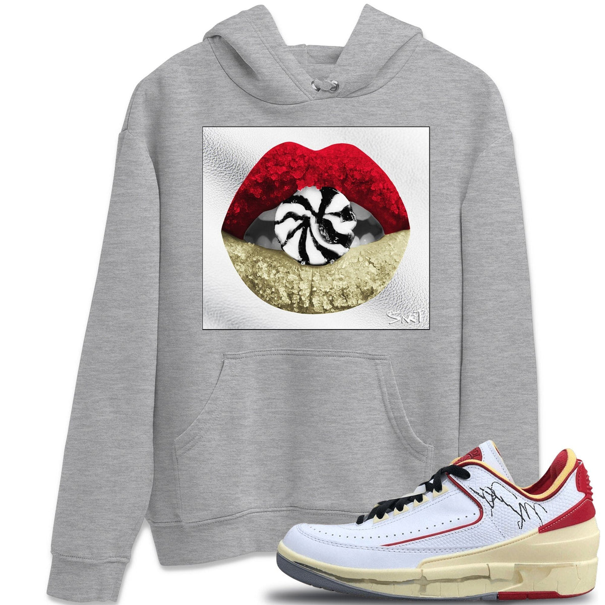 Jordan 2 OFF-WHITE Varsity Red Shirt To Match Jordans Lips Candy Sneaker Tees Jordan 2 OFF-WHITE Varsity Red Drip Gear Zone Sneaker Matching Clothing Unisex Shirts