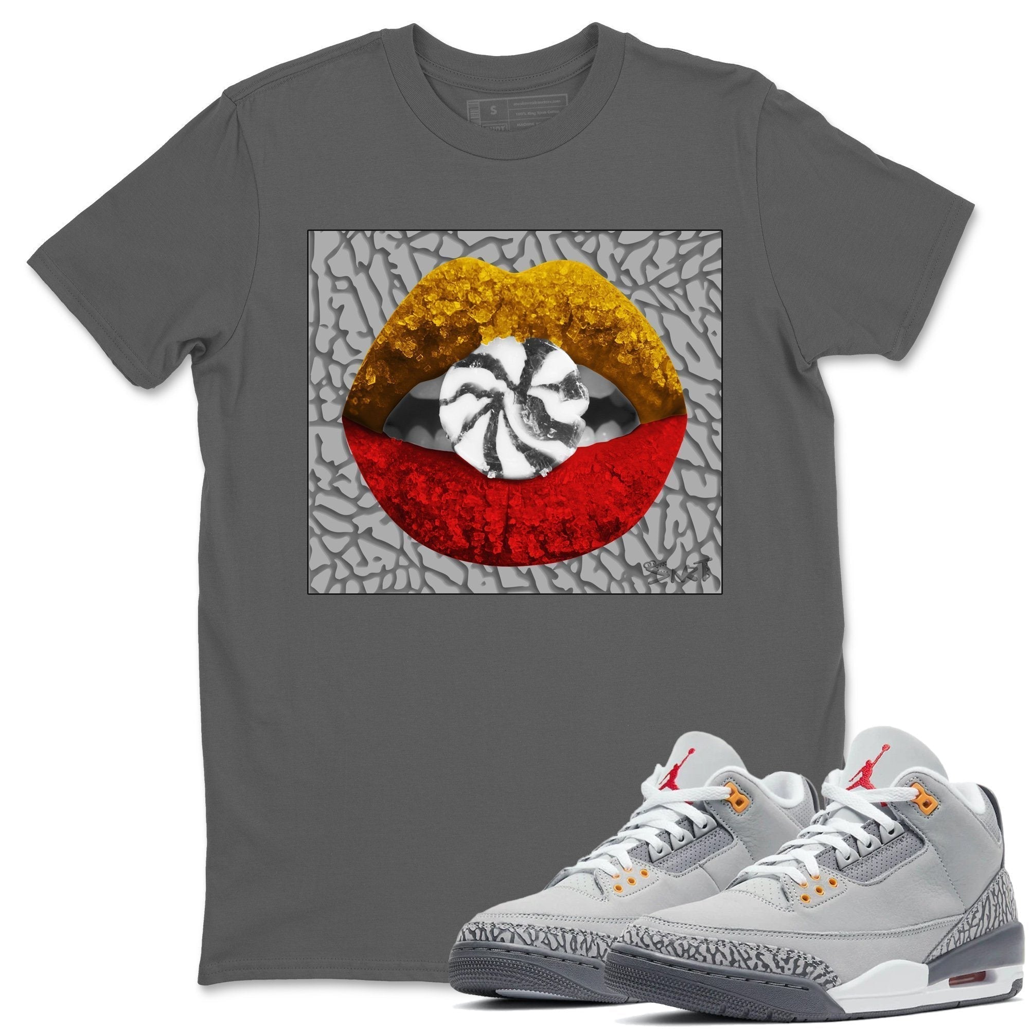 Jordan 3 Cool Grey Shirt To Match Jordans Lips Candy Sneaker Tees Jordan 3 Cool Grey Drip Gear Zone Sneaker Matching Clothing Unisex Shirts