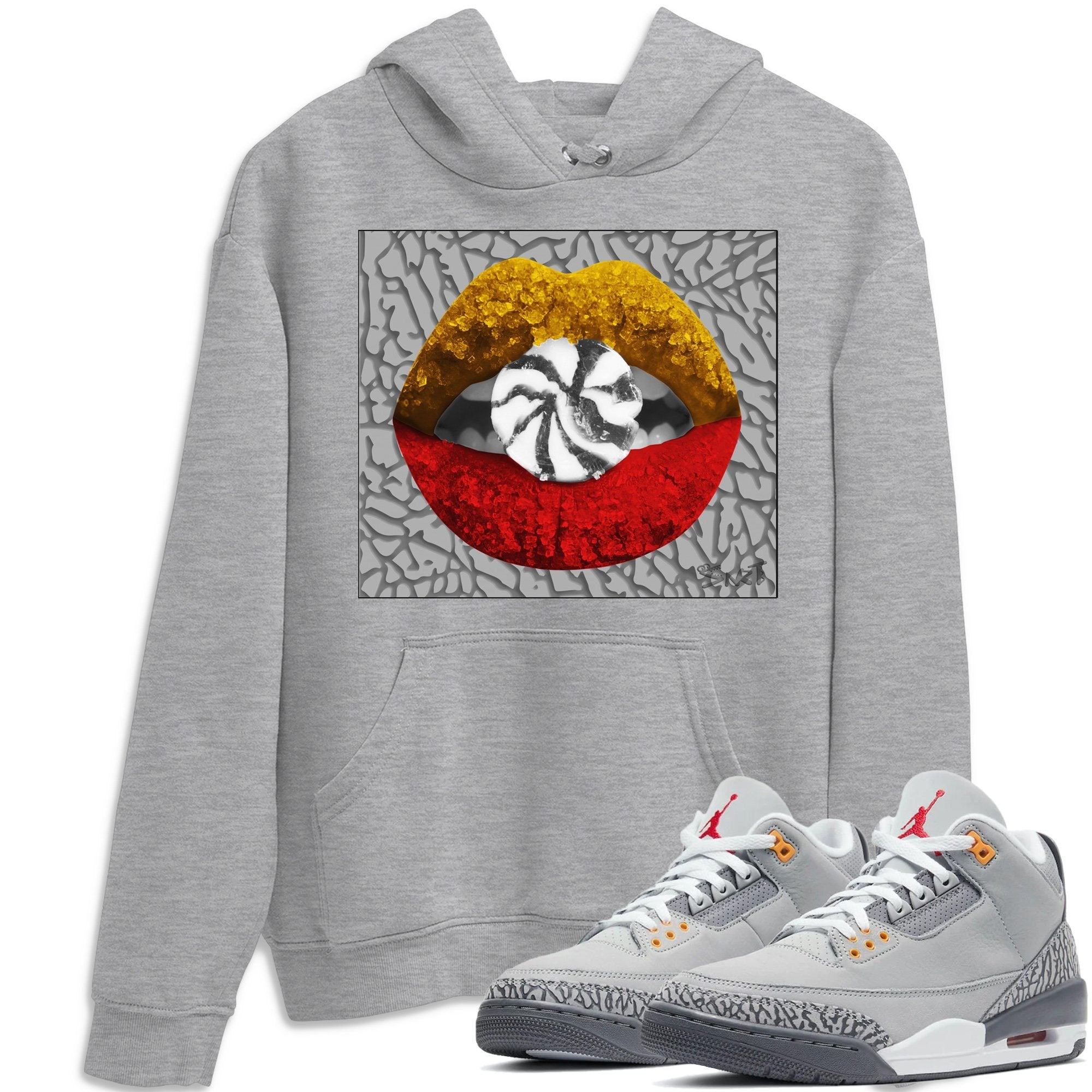 Jordan 3 Cool Grey Shirt To Match Jordans Lips Candy Sneaker Tees Jordan 3 Cool Grey Drip Gear Zone Sneaker Matching Clothing Unisex Shirts
