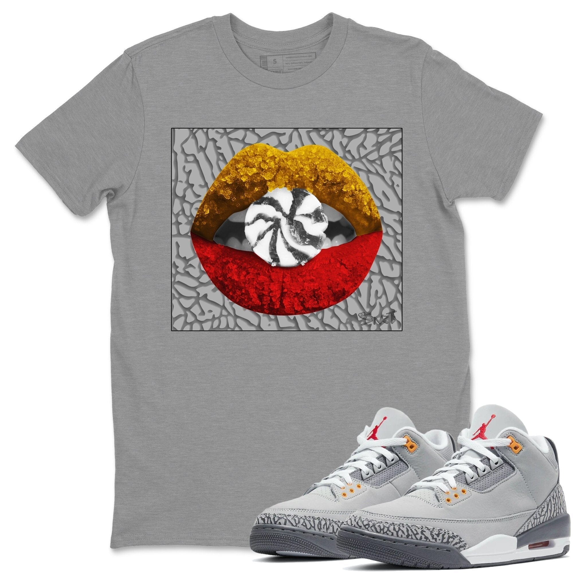 Jordan 3 Cool Grey Shirt To Match Jordans Lips Candy Sneaker Tees Jordan 3 Cool Grey Drip Gear Zone Sneaker Matching Clothing Unisex Shirts