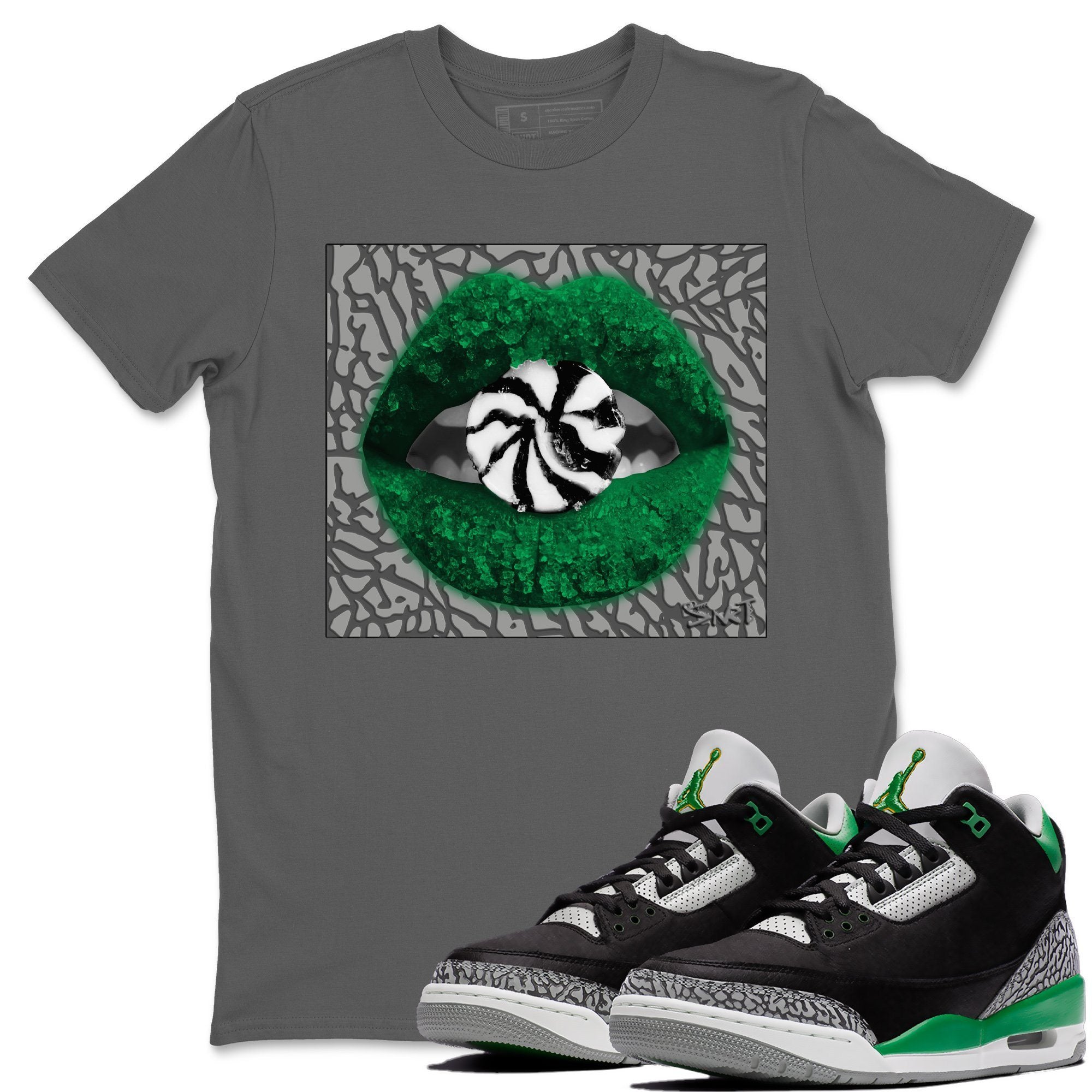 Jordan 3 Pine Green Shirt To Match Jordans Lips Candy Sneaker Tees Jordan 3 Pine Green Drip Gear Zone Sneaker Matching Clothing Unisex Shirts