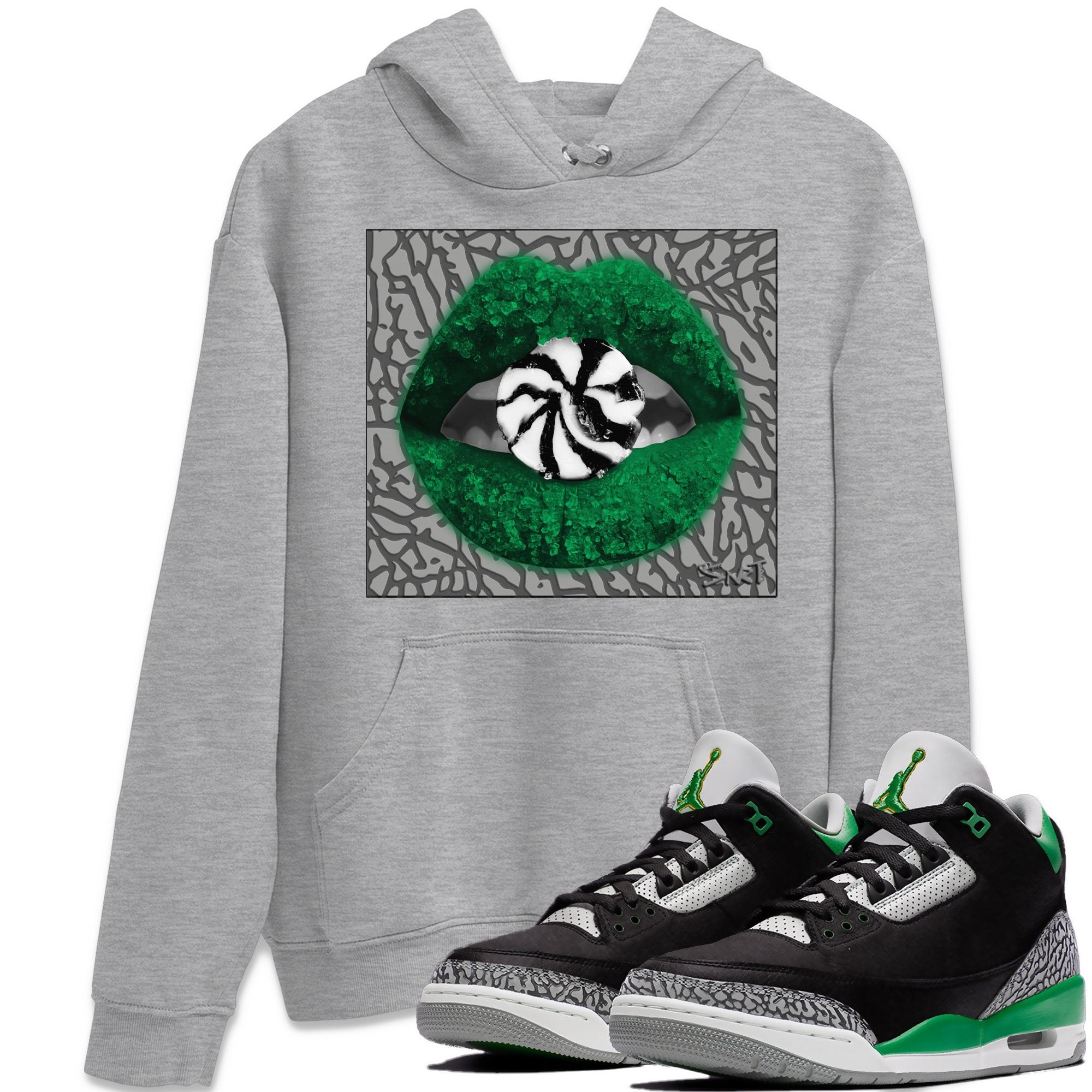 Jordan 3 Pine Green Shirt To Match Jordans Lips Candy Sneaker Tees Jordan 3 Pine Green Drip Gear Zone Sneaker Matching Clothing Unisex Shirts