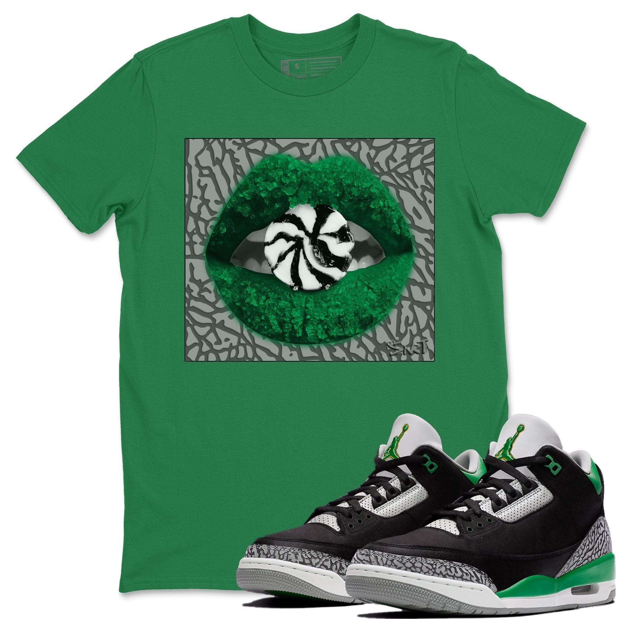 Jordan 3 Pine Green Shirt To Match Jordans Lips Candy Sneaker Tees Jordan 3 Pine Green Drip Gear Zone Sneaker Matching Clothing Unisex Shirts