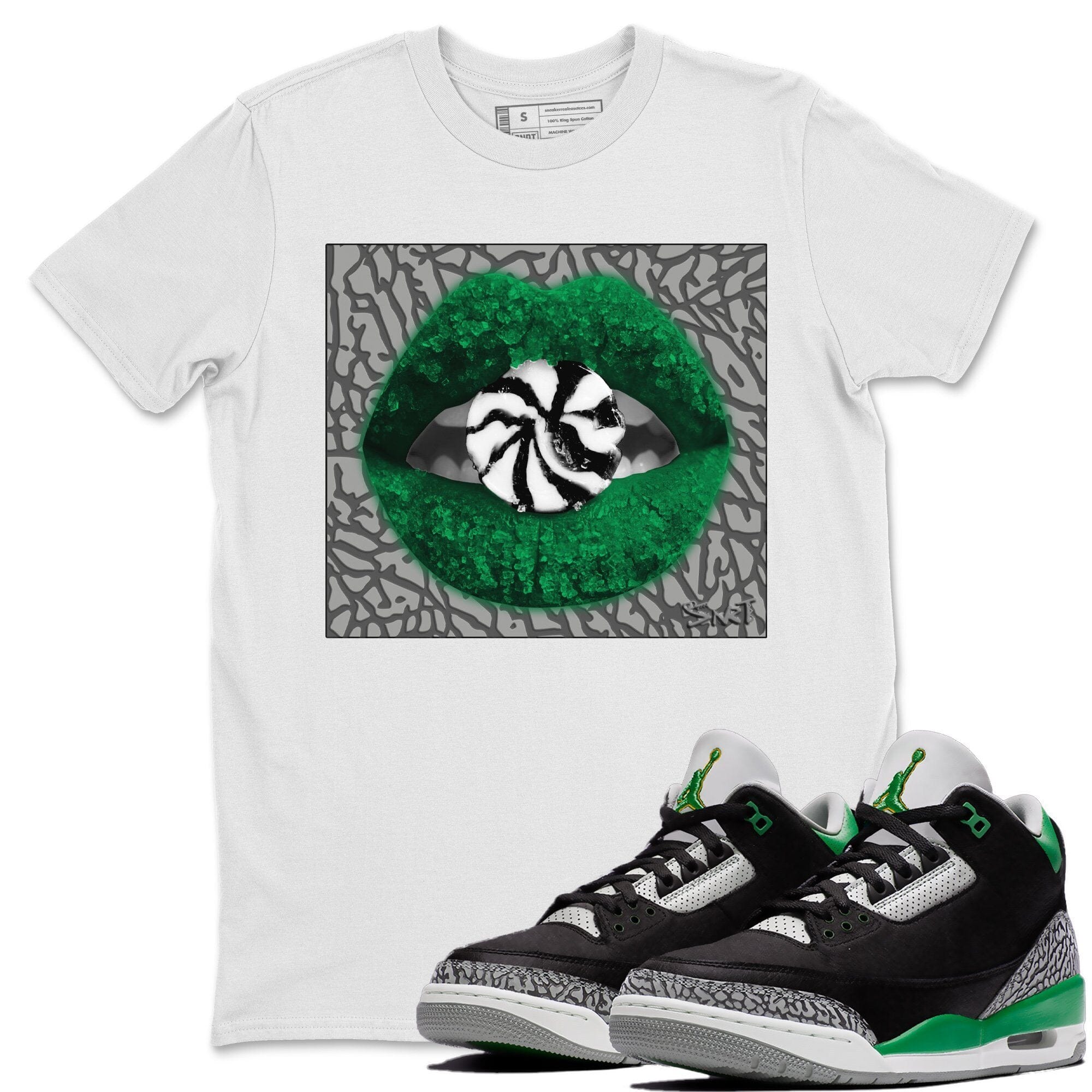 Jordan 3 Pine Green Shirt To Match Jordans Lips Candy Sneaker Tees Jordan 3 Pine Green Drip Gear Zone Sneaker Matching Clothing Unisex Shirts