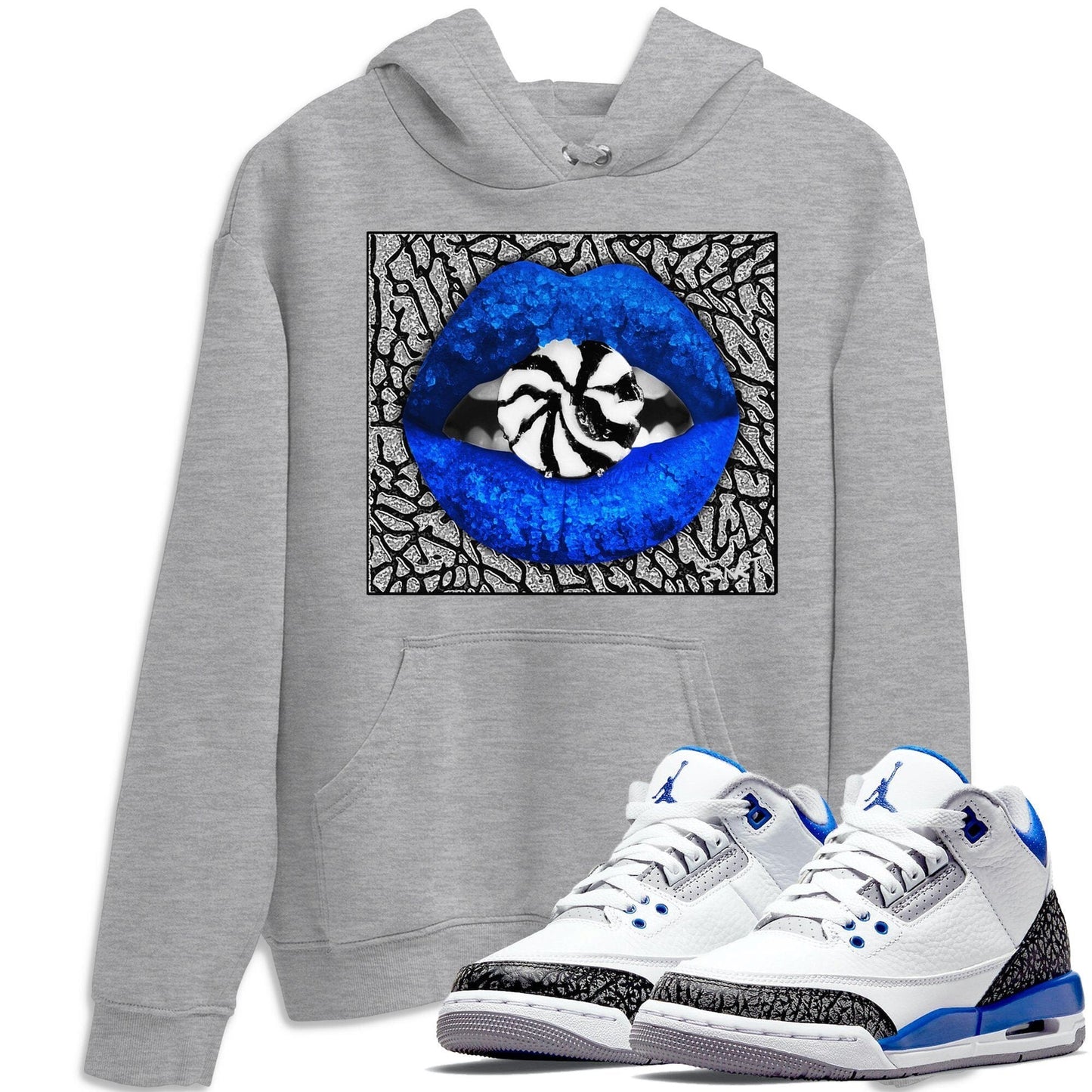 Jordan 3 Racer Blue Shirt To Match Jordans Lips Candy Sneaker Tees Jordan 3 Racer Blue Drip Gear Zone Sneaker Matching Clothing Unisex Shirts