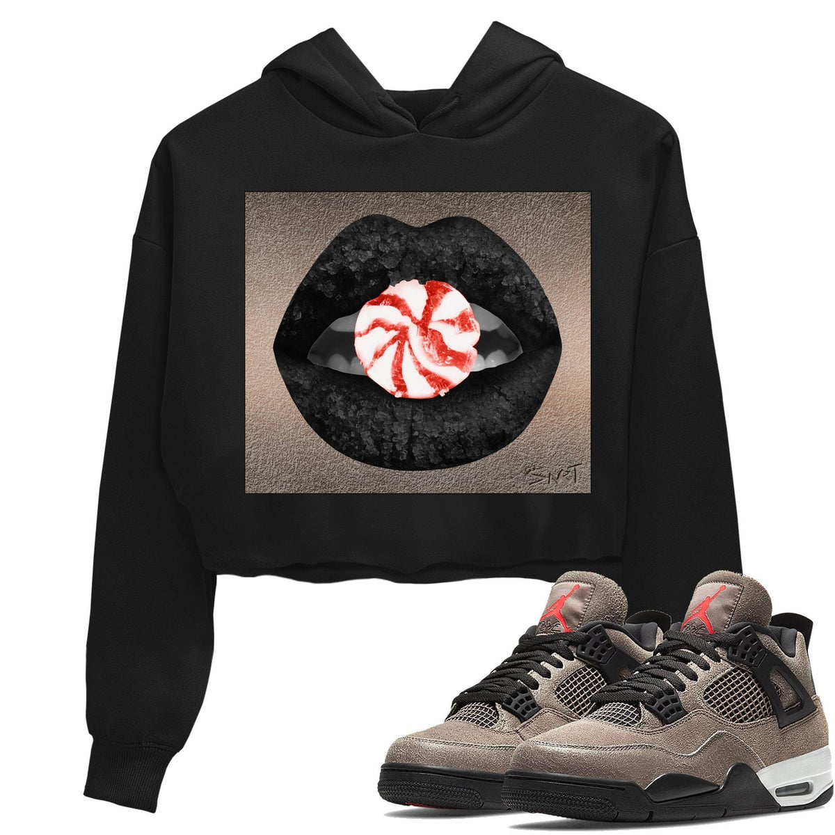Jordan 4 Taupe Haze Sneaker Matching T-Shirt Lips Candy Sneaker Tees Jordan 4 Taupe Haze Sneaker Release Tees Women's Shirts