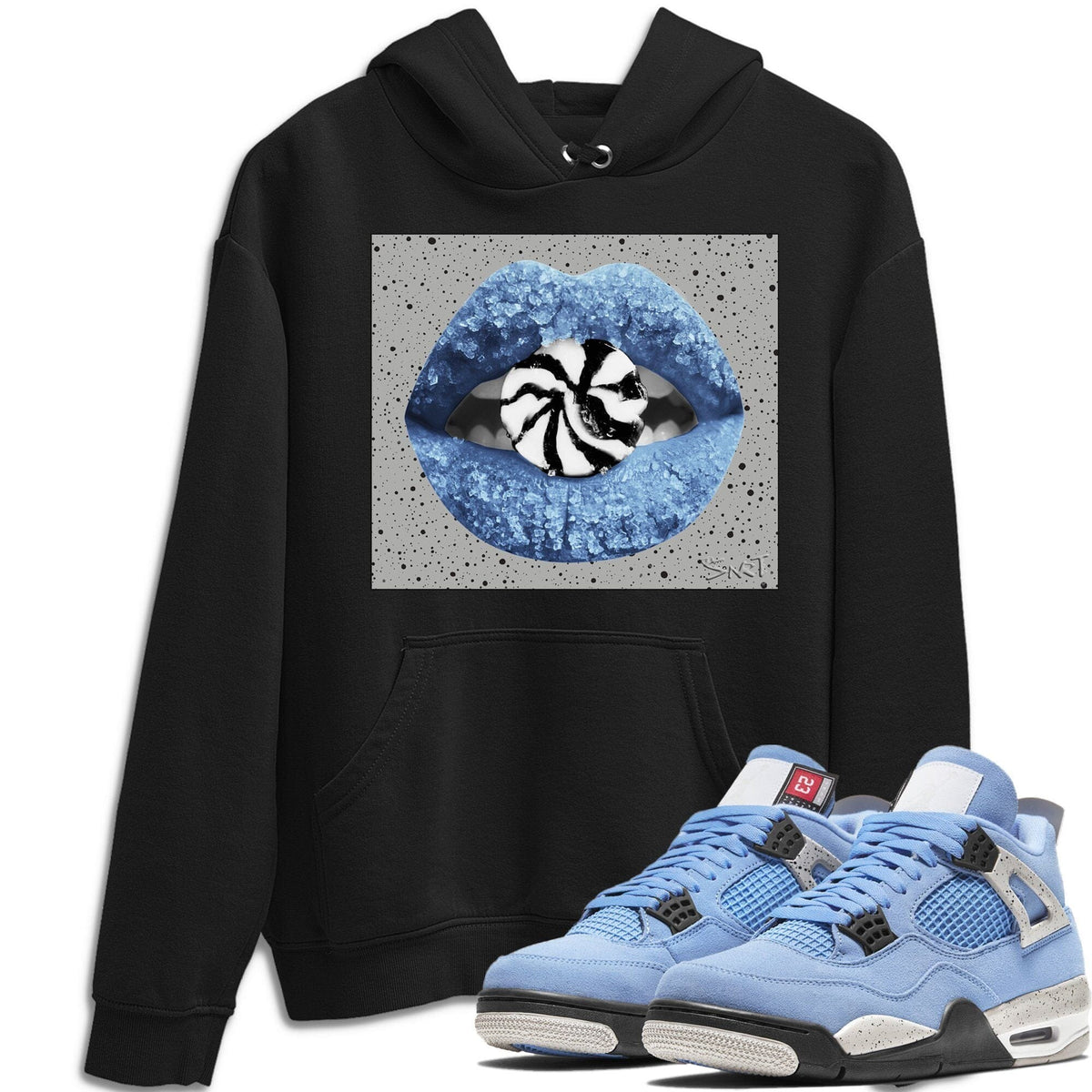 Jordan 4 University Blue Shirt To Match Jordans Lips Candy Sneaker Tees Jordan 4 University Blue Drip Gear Zone Sneaker Matching Clothing Unisex Shirts