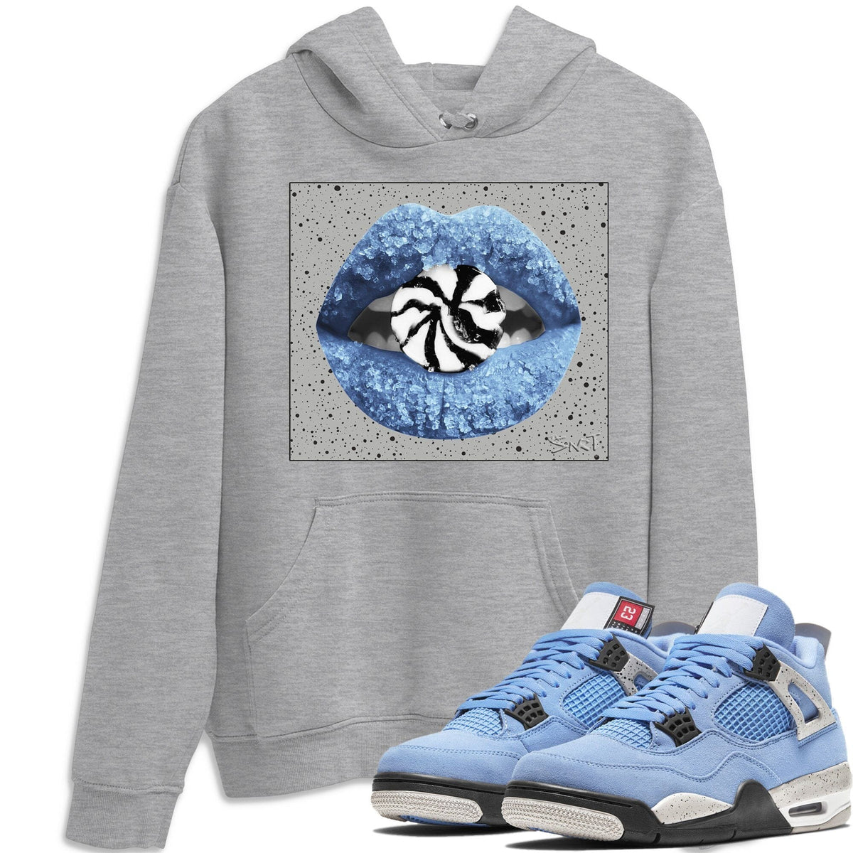 Jordan 4 University Blue Shirt To Match Jordans Lips Candy Sneaker Tees Jordan 4 University Blue Drip Gear Zone Sneaker Matching Clothing Unisex Shirts