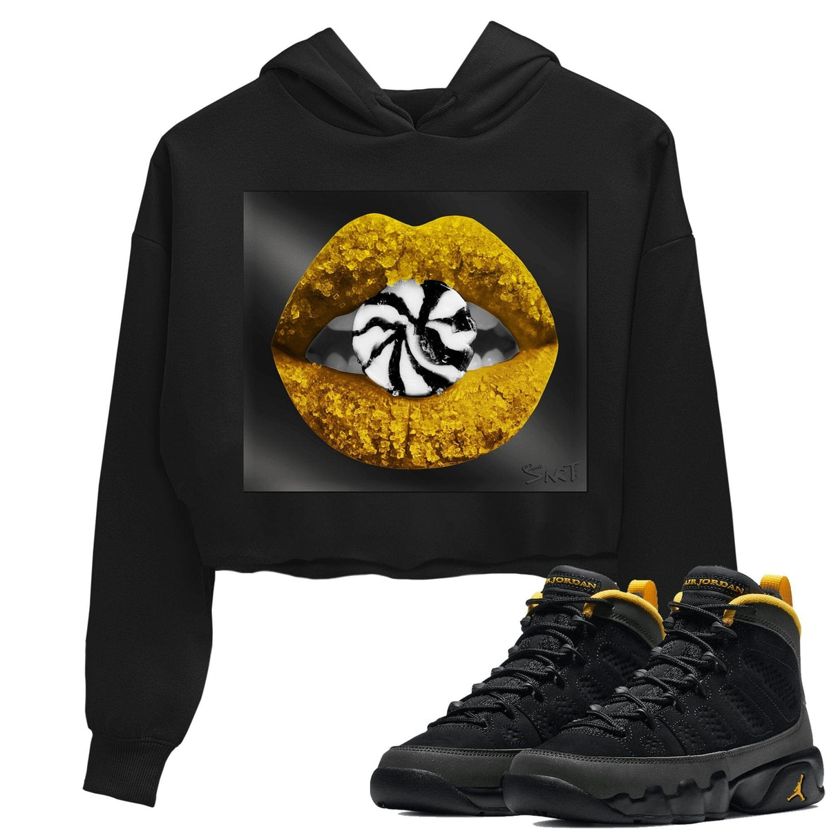Jordan 9 University Gold Shirt To Match Jordans Lips Candy Sneaker Tees Jordan 9 University Gold Drip Gear Zone Sneaker Matching Clothing Women's Shirts