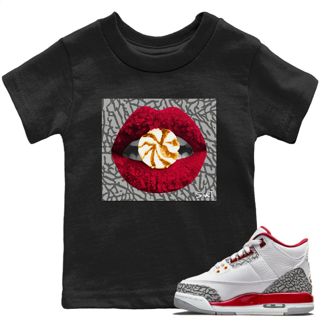 Jordan 3 Cardinal Sneaker Matching T-Shirt Lips Candy Sneaker Tees Jordan 3 Cardinal Sneaker Release Tees Kids Shirts