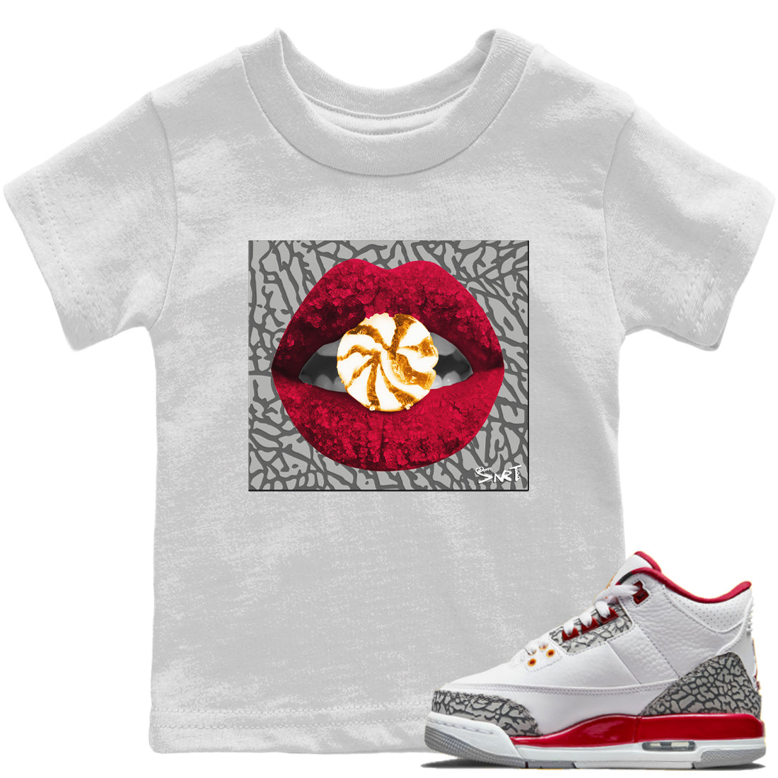 Jordan 3 Cardinal Sneaker Matching T-Shirt Lips Candy Sneaker Tees Jordan 3 Cardinal Sneaker Release Tees Kids Shirts