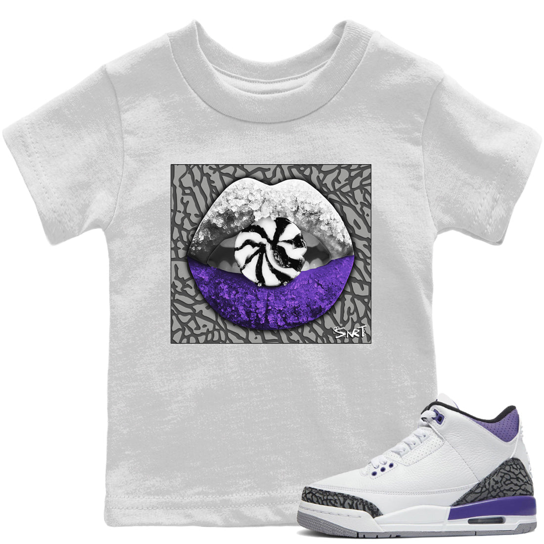 Jordan 3 Dark Iris Sneaker Matching T-Shirt Lips Candy Sneaker Tees Jordan 3 Dark Iris Sneaker Release Tees Kids Shirts