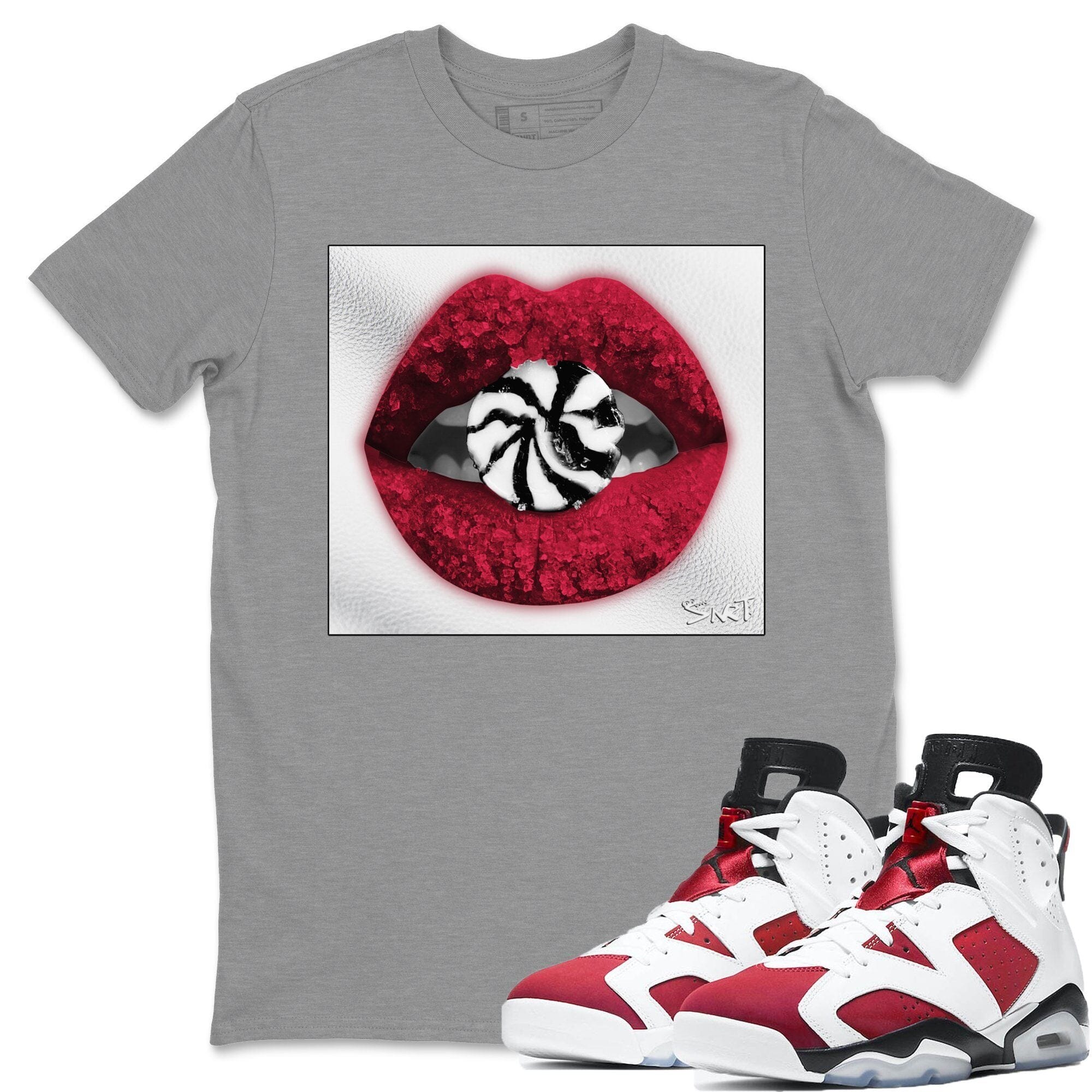 Jordan 6 Carmine Shirt To Match Jordans Lips Candy Sneaker Tees Jordan 6 Carmine Drip Gear Zone Sneaker Matching Clothing Unisex Shirts