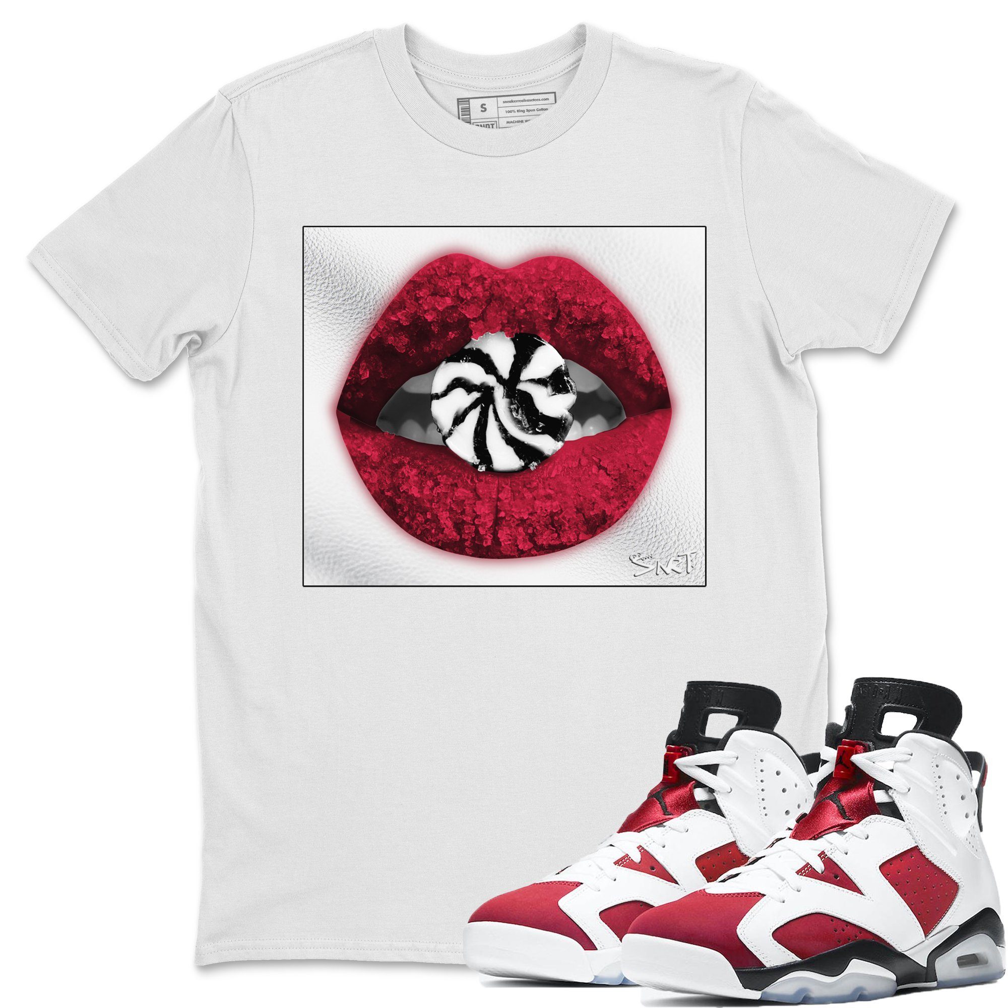 Jordan 6 Carmine Shirt To Match Jordans Lips Candy Sneaker Tees Jordan 6 Carmine Drip Gear Zone Sneaker Matching Clothing Unisex Shirts