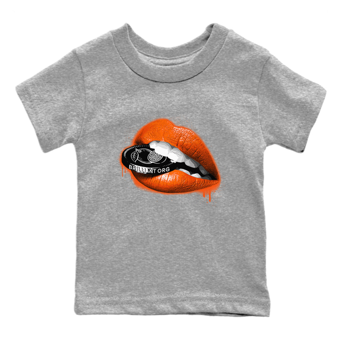 Air Jordan 12 Brilliant Orange Sneaker Match Tees Lips Coin Streetwear Sneaker Shirt 12s Brilliant Orange Tee Kids Shirts Heather Grey 2
