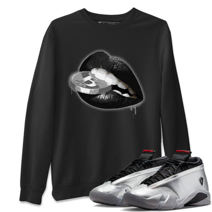 Air Jordan 14 Metallic Silver Sneaker Match Tees Lips Coin Streetwear Sneaker Shirt Jordan 14 WMNS Metallic Silver Sneaker Release Tees Unisex Shirts Black 1