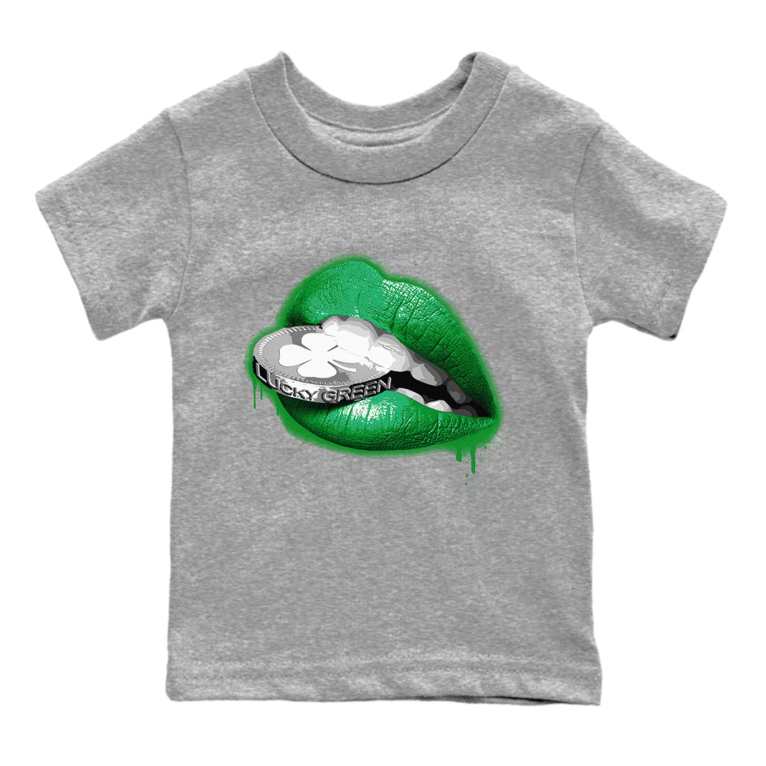 Air Jordan 3 Lucky Green Shirt To Match Jordans Lips Coin Sneaker Tees Air Jordan 3 WMNS Lucky Green Drip Gear Zone Sneaker Matching Clothing Kids Shirts Heather Grey 2
