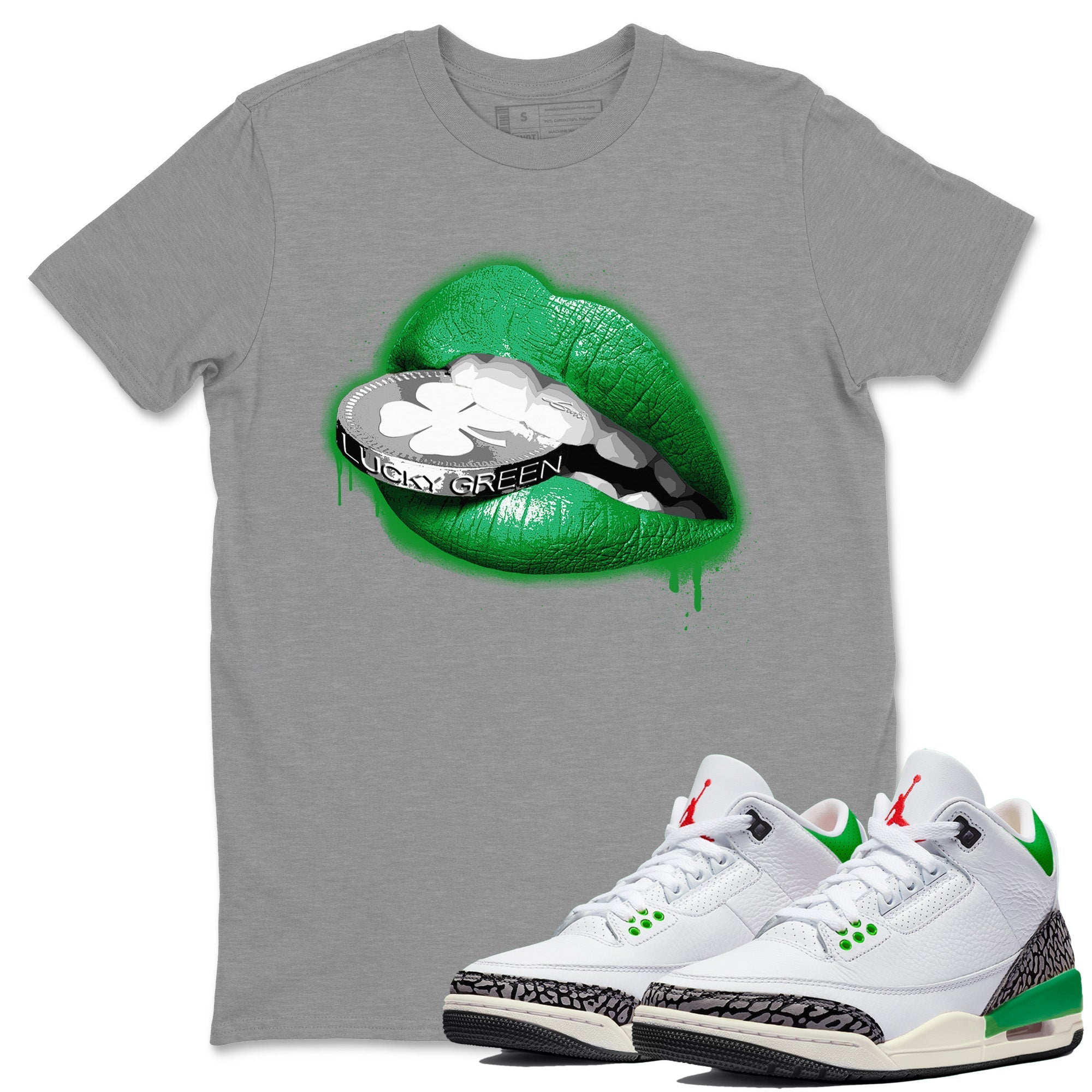 Air Jordan 3 Lucky Green Lips Coin Crew Neck Sneaker Tees Air Jordan 3 WMNS Lucky Green Sneaker T-Shirts Size Chart