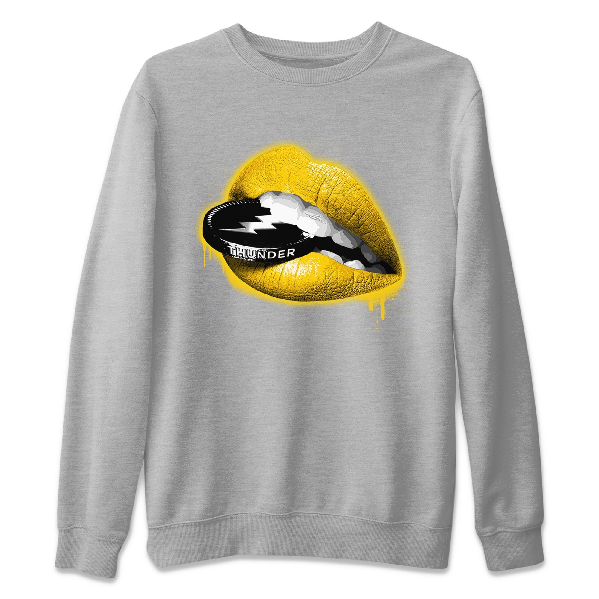 Air Jordan 4 Thunder Sneaker Match Tees Lips Coin Streetwear Sneaker Shirt Air Jordan 4 Retro Thunder Sneaker Release Tees Unisex Shirts Heather Grey 2