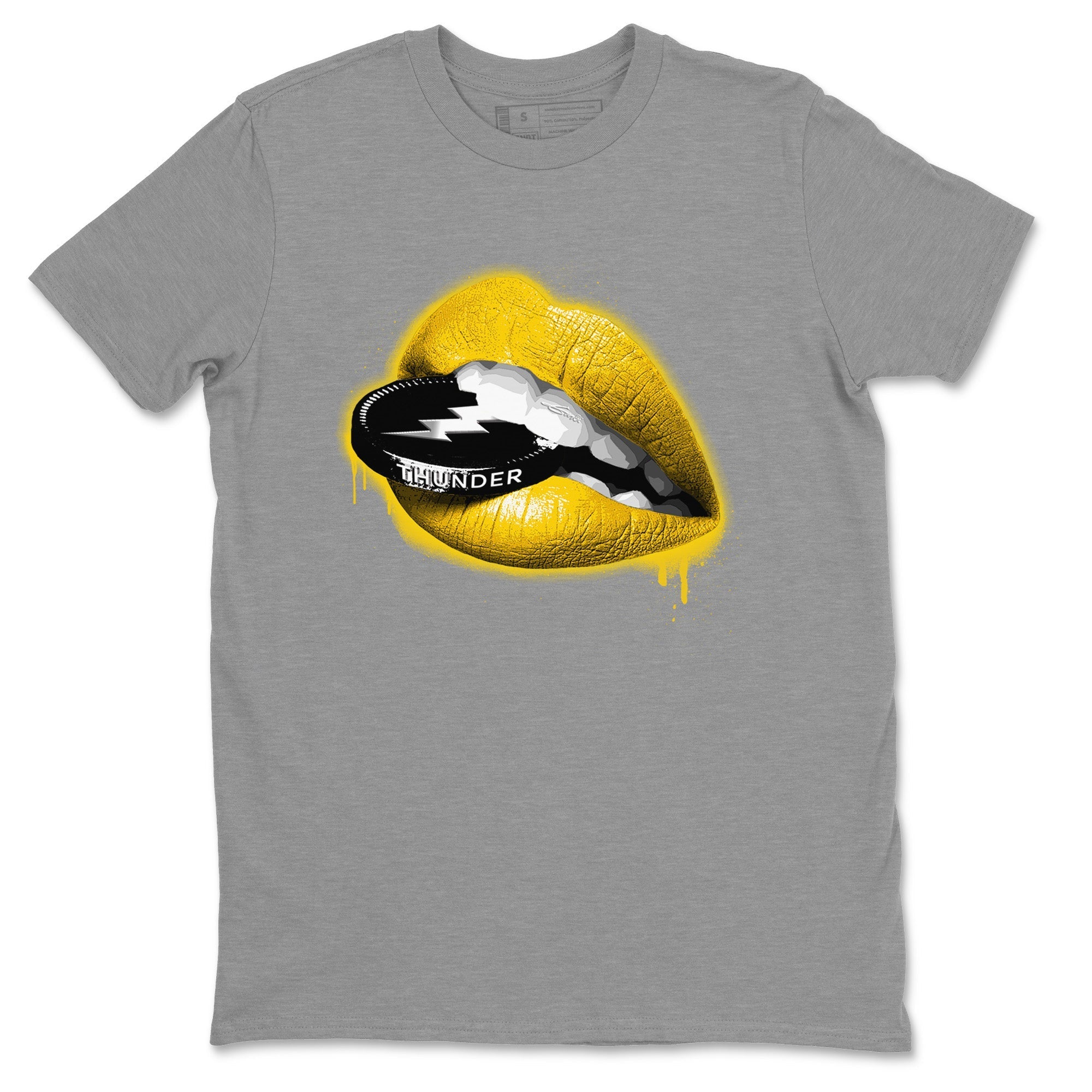Air Jordan 4 Thunder Sneaker Match Tees Lips Coin Streetwear Sneaker Shirt Air Jordan 4 Retro Thunder Sneaker Release Tees Unisex Shirts Heather Grey 2
