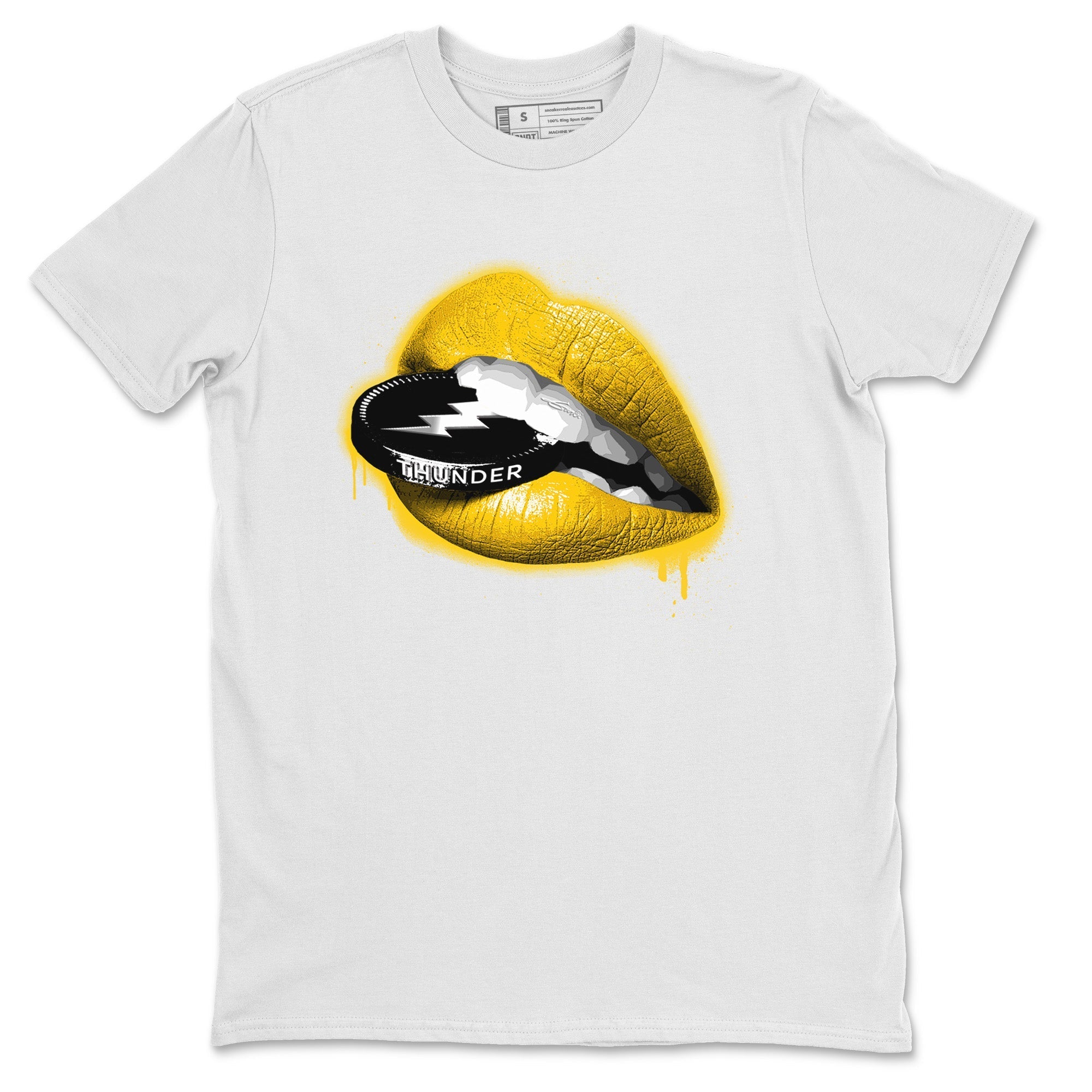 Air Jordan 4 Thunder Sneaker Match Tees Lips Coin Streetwear Sneaker Shirt Air Jordan 4 Retro Thunder Sneaker Release Tees Unisex Shirts White 2