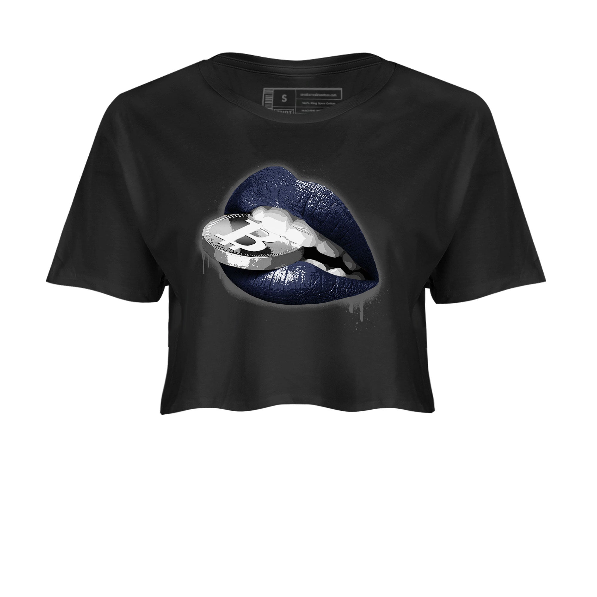 Georgetown 5s shirt to match jordans Lips Coin Streetwear Sneaker Shirt Air Jordan 5 Retro Georgetown Drip Gear Zone Sneaker Matching Clothing Black 2 Crop T-Shirt