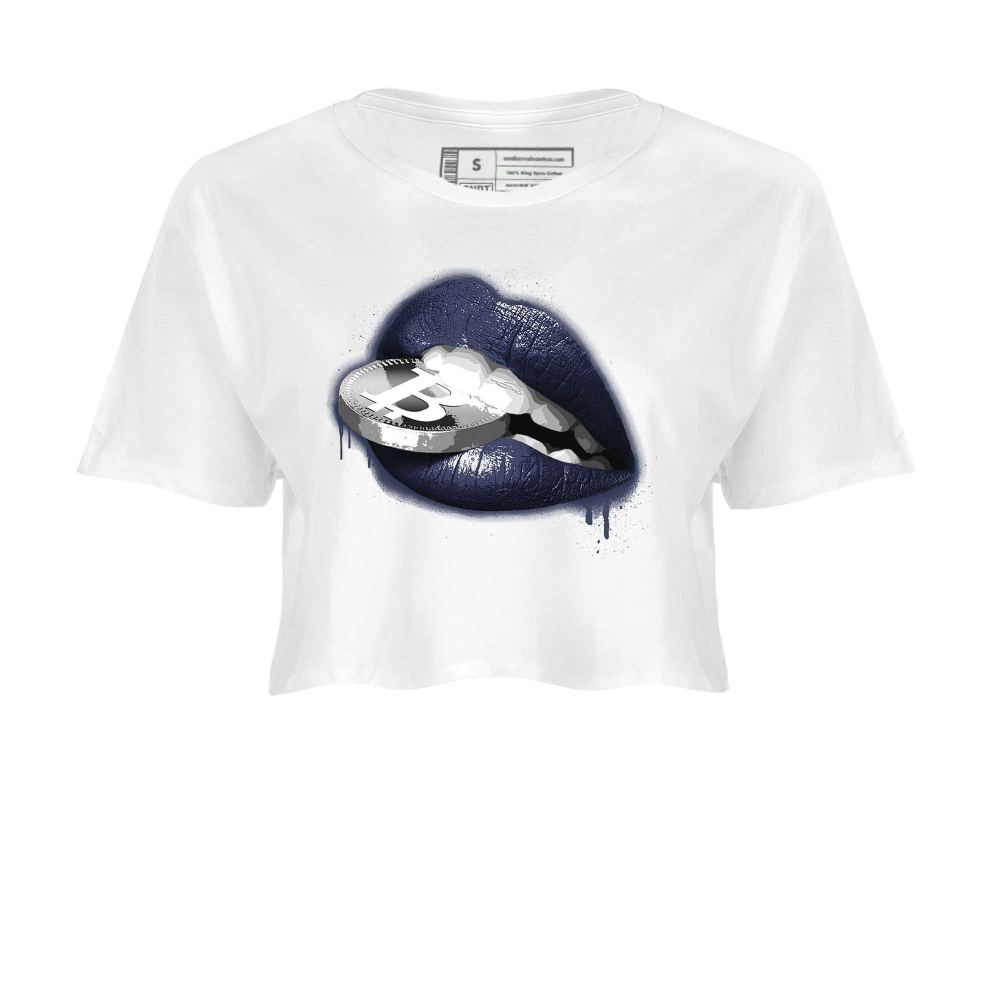 Georgetown 5s shirt to match jordans Lips Coin Streetwear Sneaker Shirt Air Jordan 5 Retro Georgetown Drip Gear Zone Sneaker Matching Clothing White 2 Crop T-Shirt