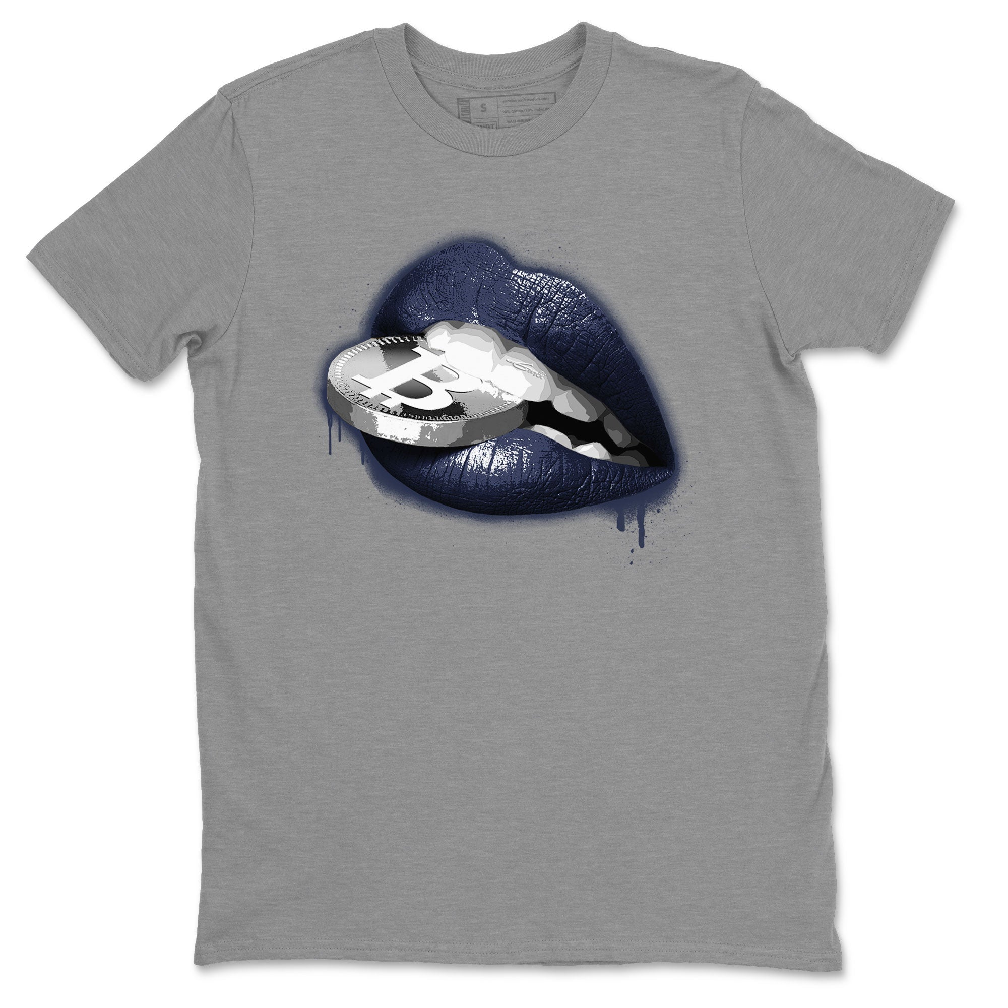 Georgetown 5s shirt to match jordans Lips Coin Streetwear Sneaker Shirt Air Jordan 5 Retro Georgetown Drip Gear Zone Sneaker Matching Clothing Unisex Heather Grey 2 T-Shirt