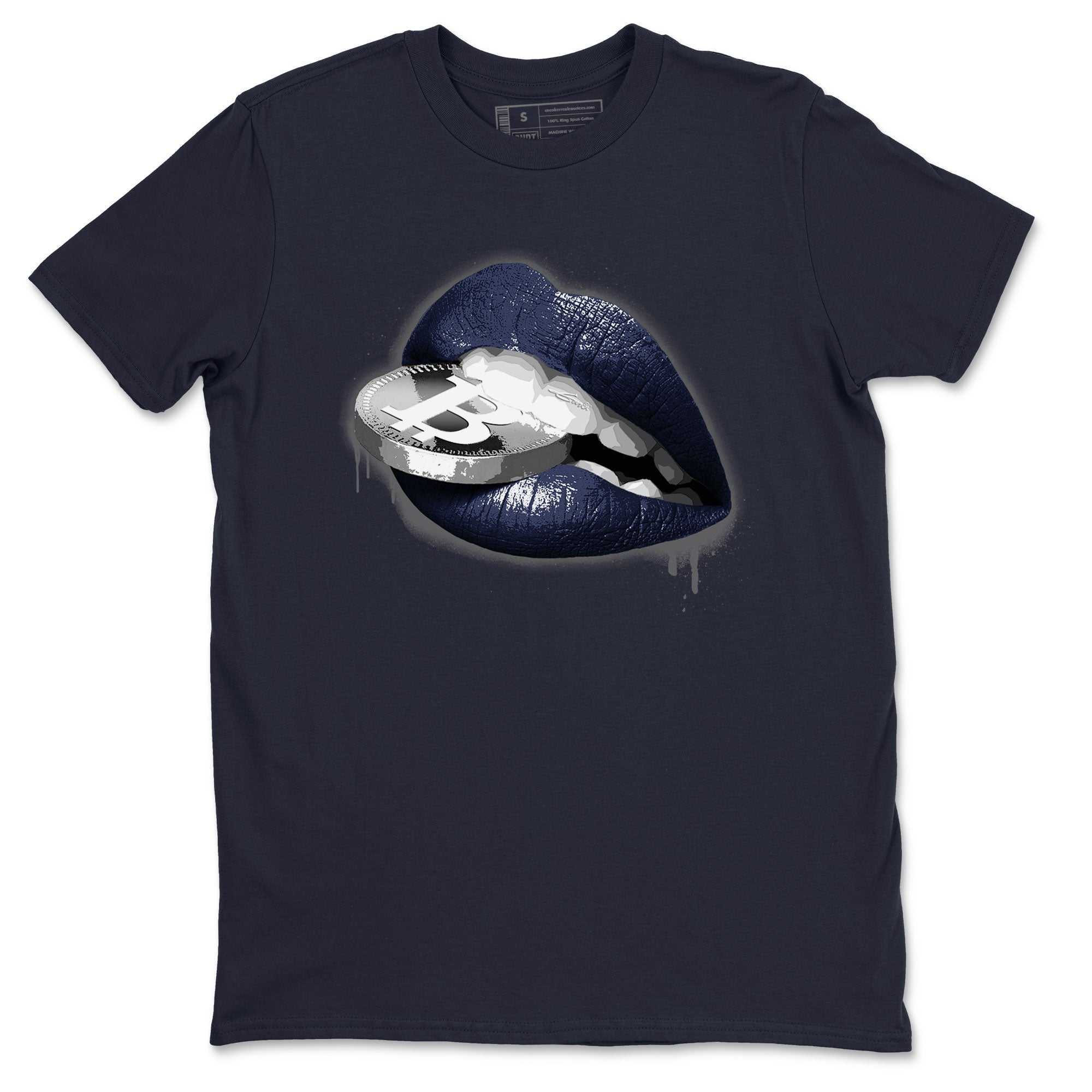 Georgetown 5s shirt to match jordans Lips Coin Streetwear Sneaker Shirt Air Jordan 5 Retro Georgetown Drip Gear Zone Sneaker Matching Clothing Unisex Navy 2 T-Shirt