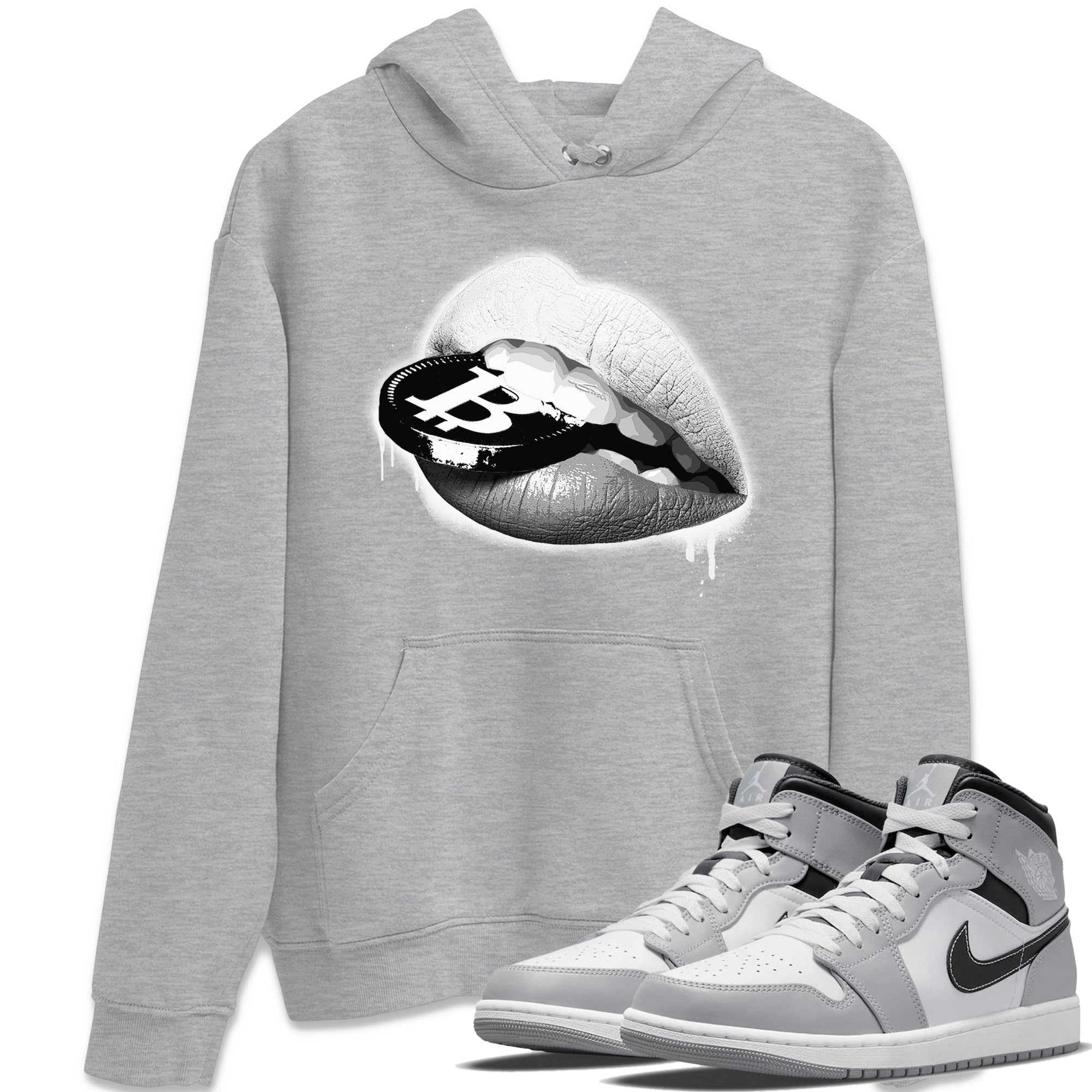 Jordan 1 Light Smoke Grey Sneaker Matching T-Shirt Lips Coin Sneaker Tees Jordan 1 Light Smoke Grey Sneaker Release Tees Crew Neck Tees