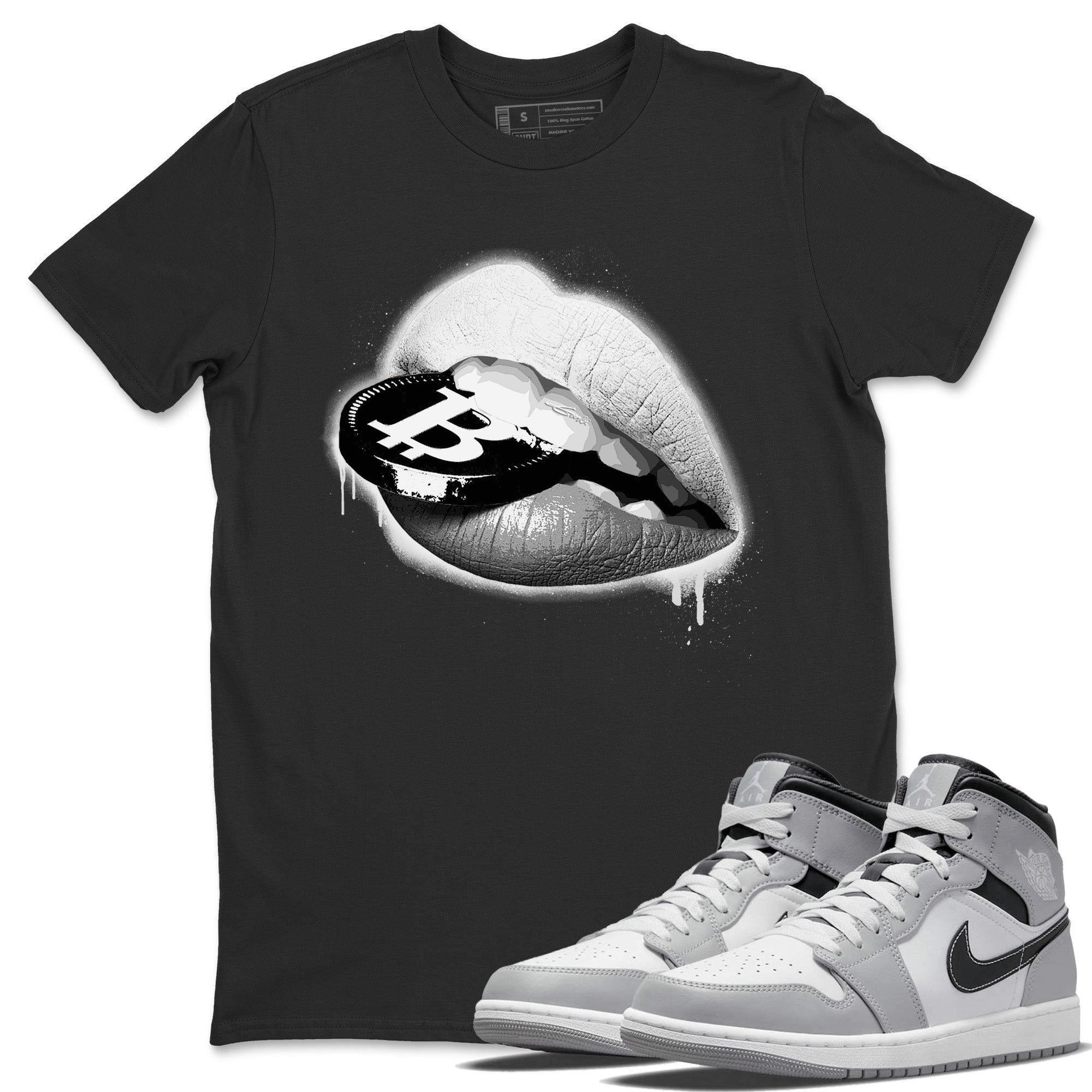 Jordan 1 Light Smoke Grey Sneaker Matching T-Shirt Lips Coin Sneaker Tees Jordan 1 Light Smoke Grey Sneaker Release Tees Crew Neck Tees