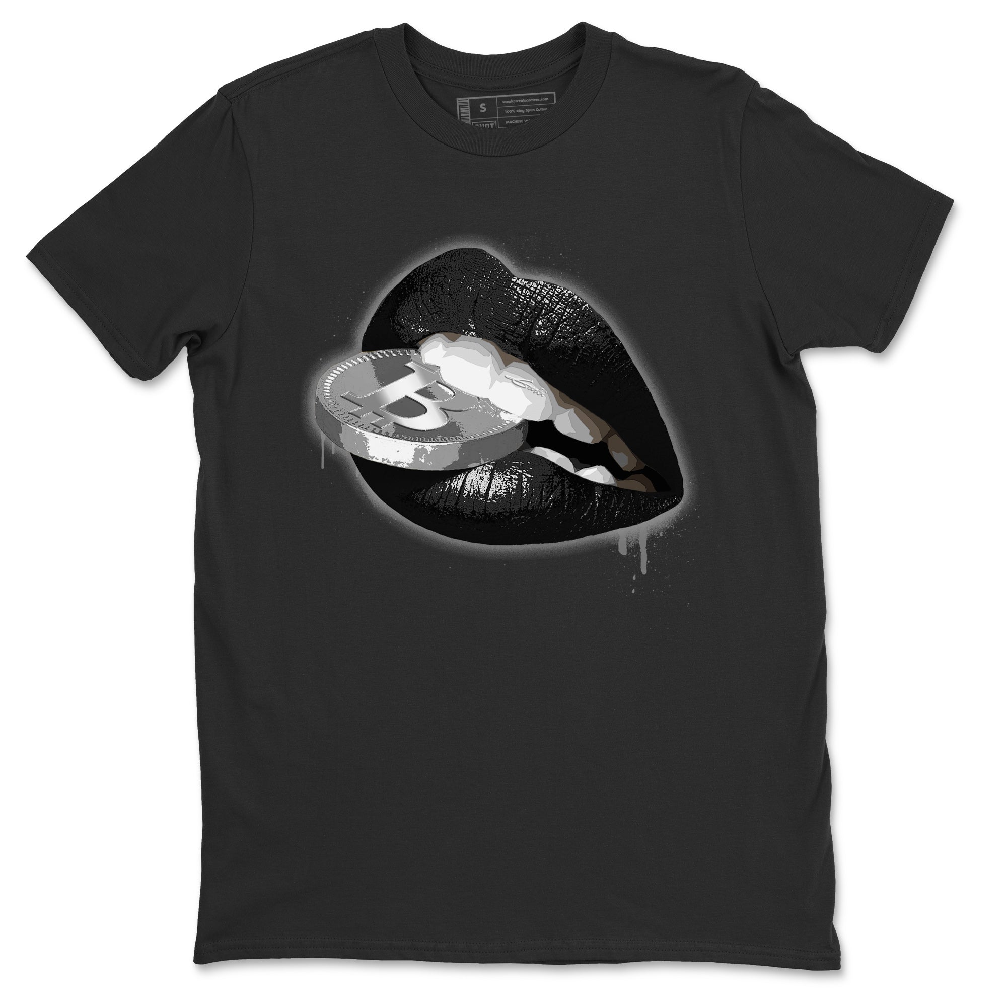 Jordan 4 Black Canvas Sneaker Matching T-Shirt Lips Coin Sneaker Tees Jordan 4 Black Canvas Sneaker Release Tees Crew Neck Tees
