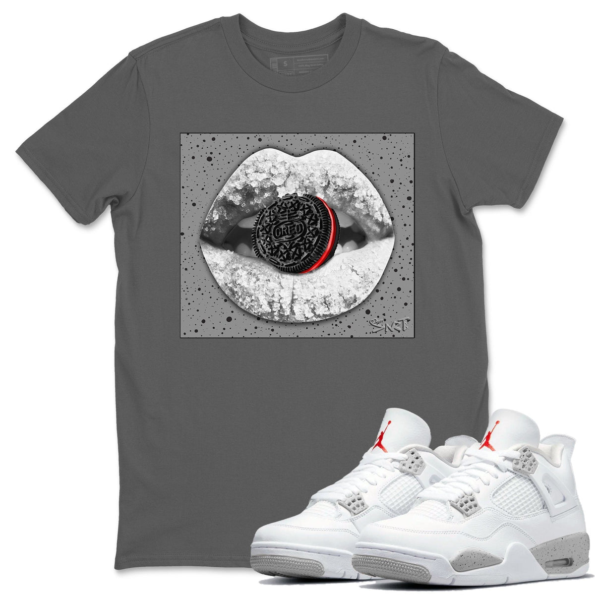 Jordan 4 Tech Grey Shirt To Match Jordans Lips Cookie Sneaker Tees Jordan 4 Tech Grey Drip Gear Zone Sneaker Matching Clothing Unisex Shirts