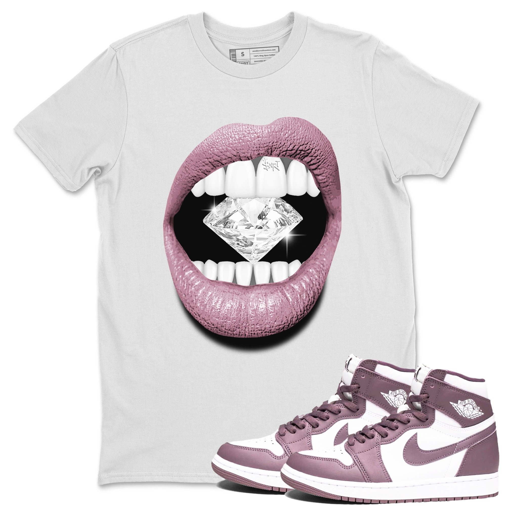 Air Jordan 1 Mauve shirt to match jordans Lips Diamond crew neck streetwear t-shirt AJ1 High OG Mauve Drip Gear Zone Crew Neck Sneaker Matching TeeUnisex White 1 Sneaker Matching Tee