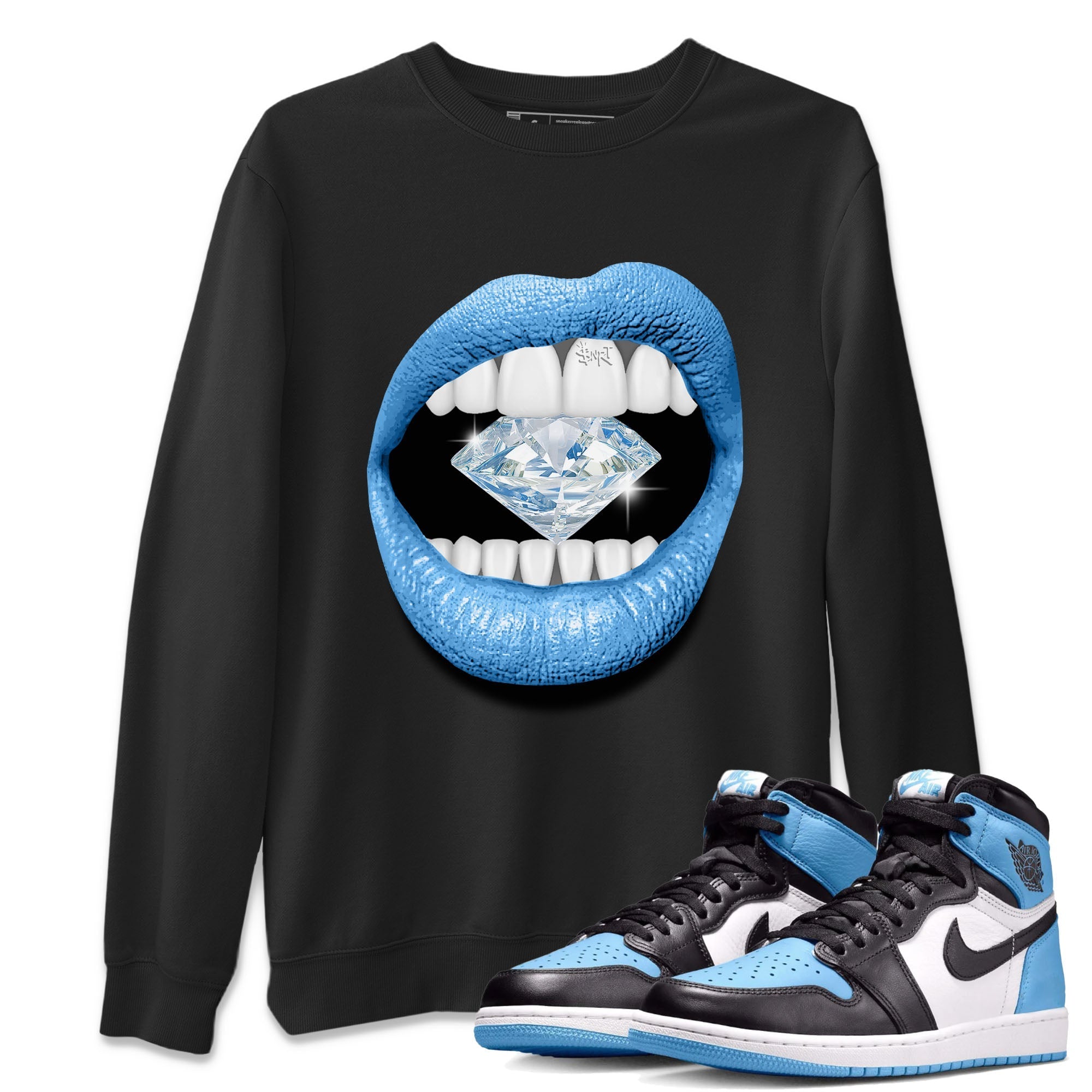 Air Jordan 1 Retro High OG UNC Toe Shirt to match Jordans Lips Diamond Streetwear Sneaker Shirt Air Jordan 1 High OG UNC Toe Tees Crew Neck T-Shirts Black 1