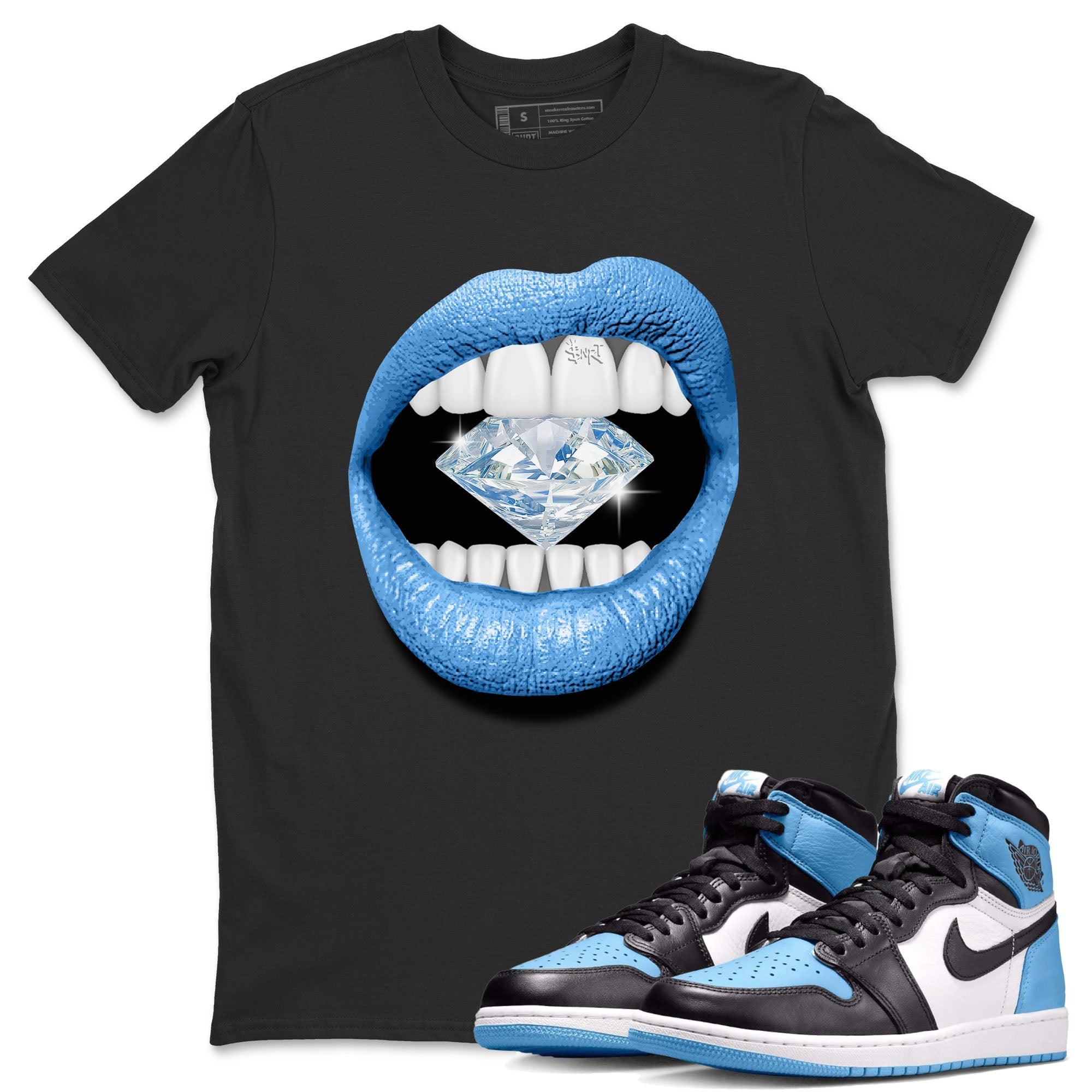 Air Jordan 1 Retro High OG UNC Toe Shirt to match Jordans Lips Diamond Streetwear Sneaker Shirt Air Jordan 1 High OG UNC Toe Tees Crew Neck T-Shirts Black 1