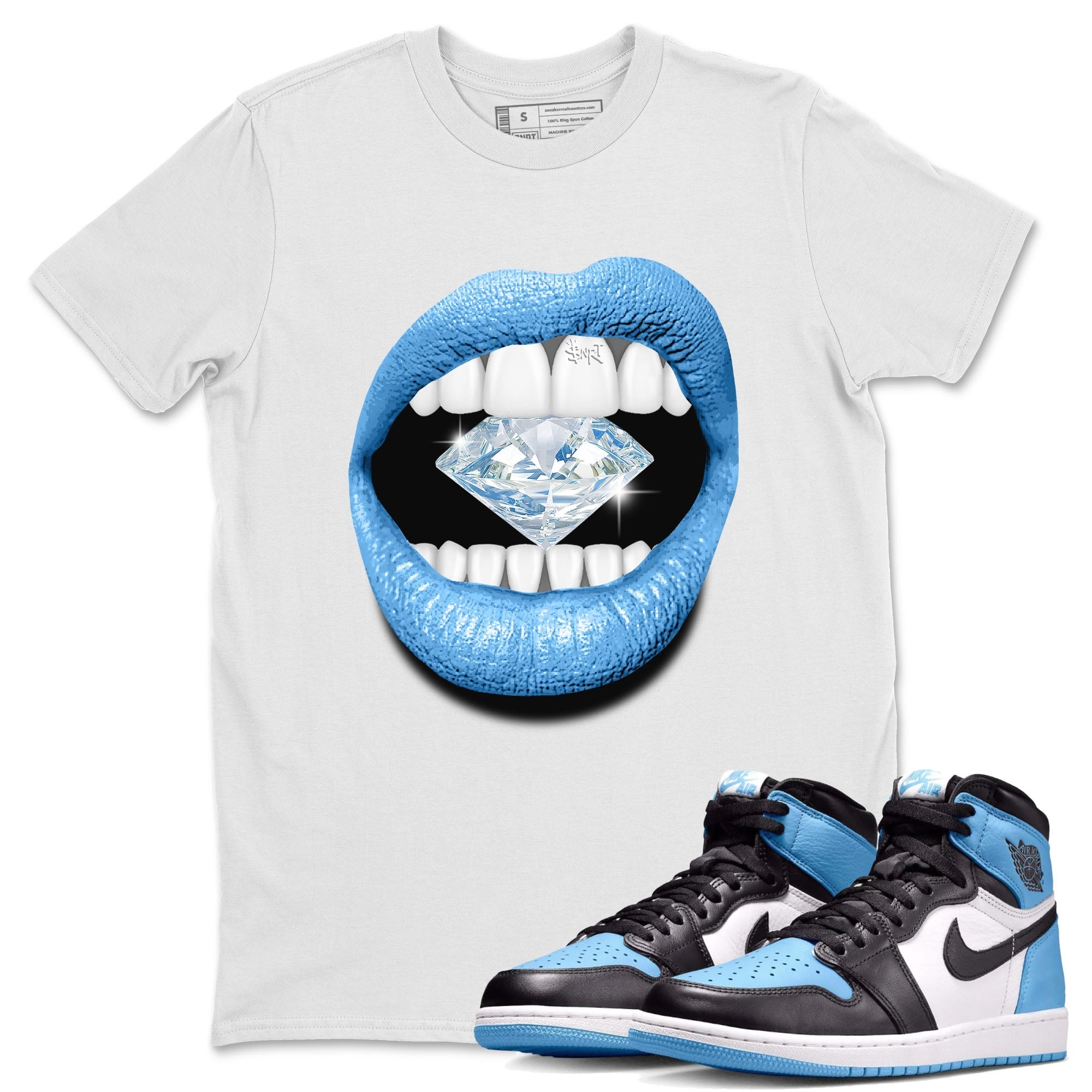 Air Jordan 1 Retro High OG UNC Toe Shirt to match Jordans Lips Diamond Streetwear Sneaker Shirt Air Jordan 1 High OG UNC Toe Tees Crew Neck T-Shirts White 1