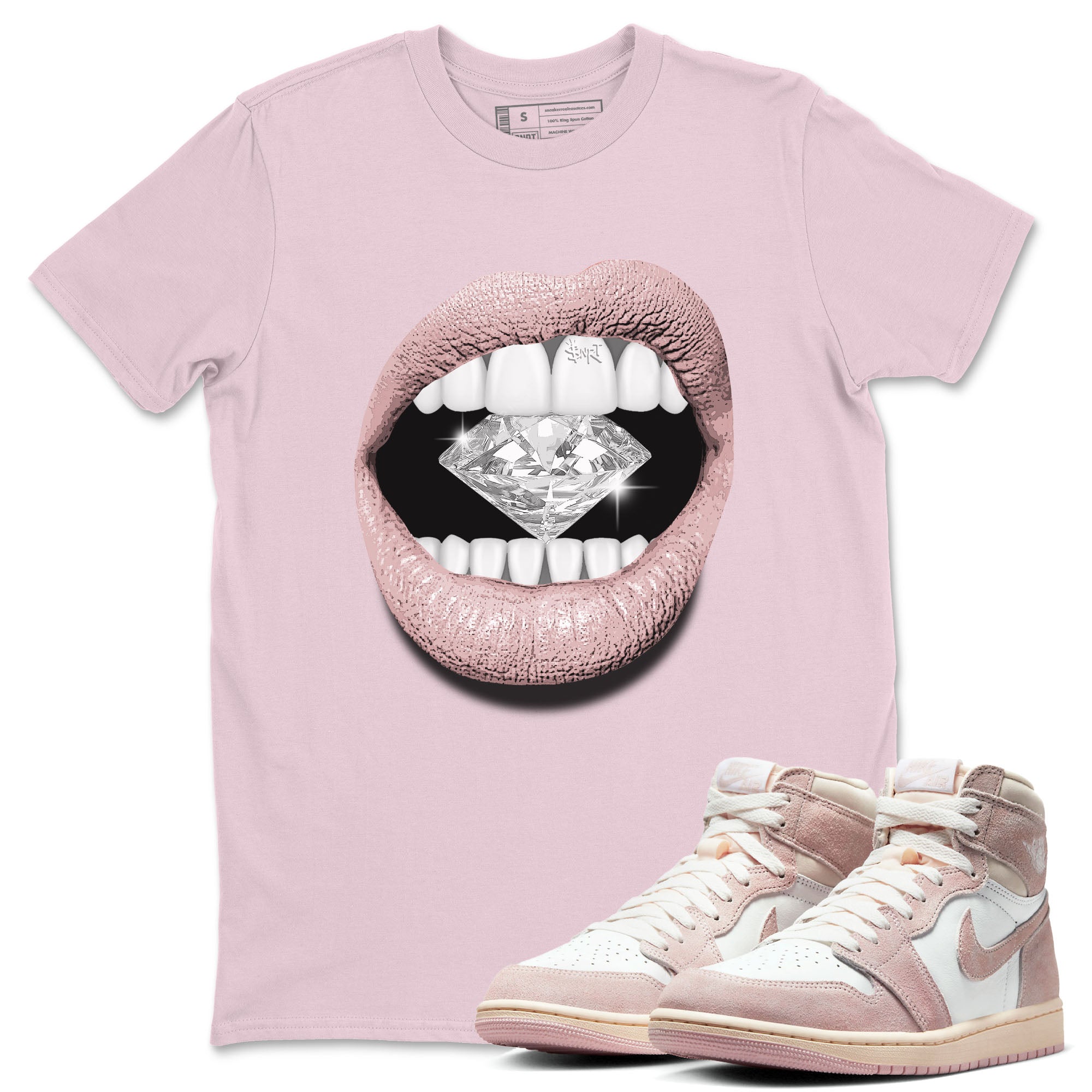 Air Jordan 1 Washed Pink Sneaker Match Tees Lips Diamond Streetwear Sneaker Shirt Air Jordan 1 High OG WMNS Washed Pink Tees Unisex Shirts Pink 1